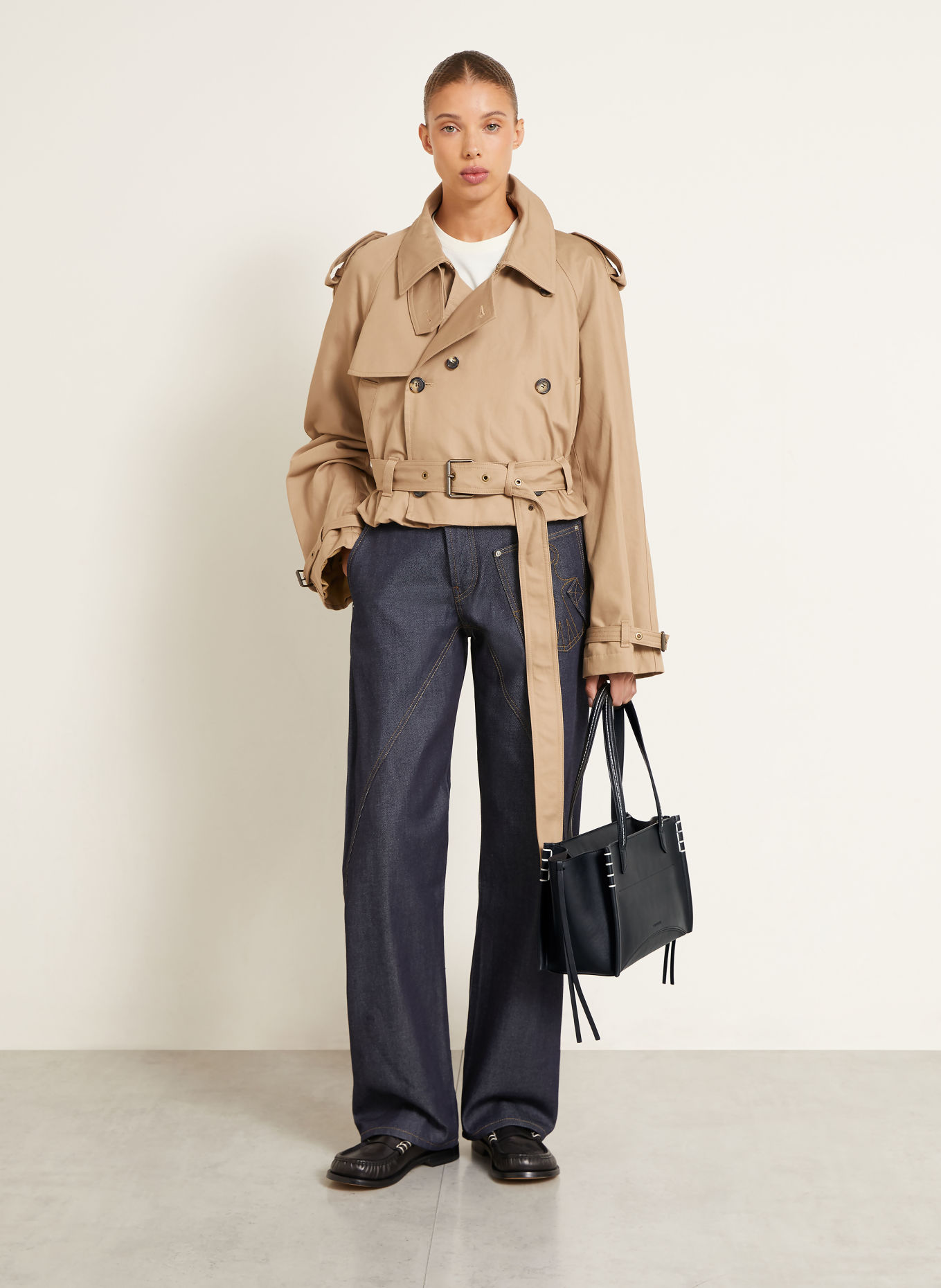 JW ANDERSON Shoppers Loafers Tote Bag: BLACK / WHITE