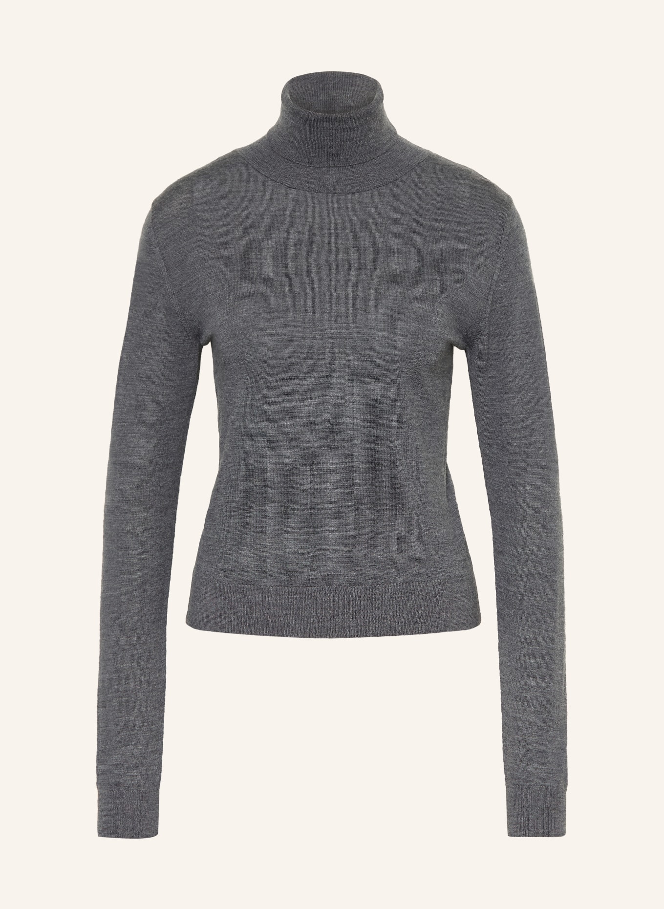 MRS & HUGS Pull à col roulé en laine mérinos: GRIS FONCÉ