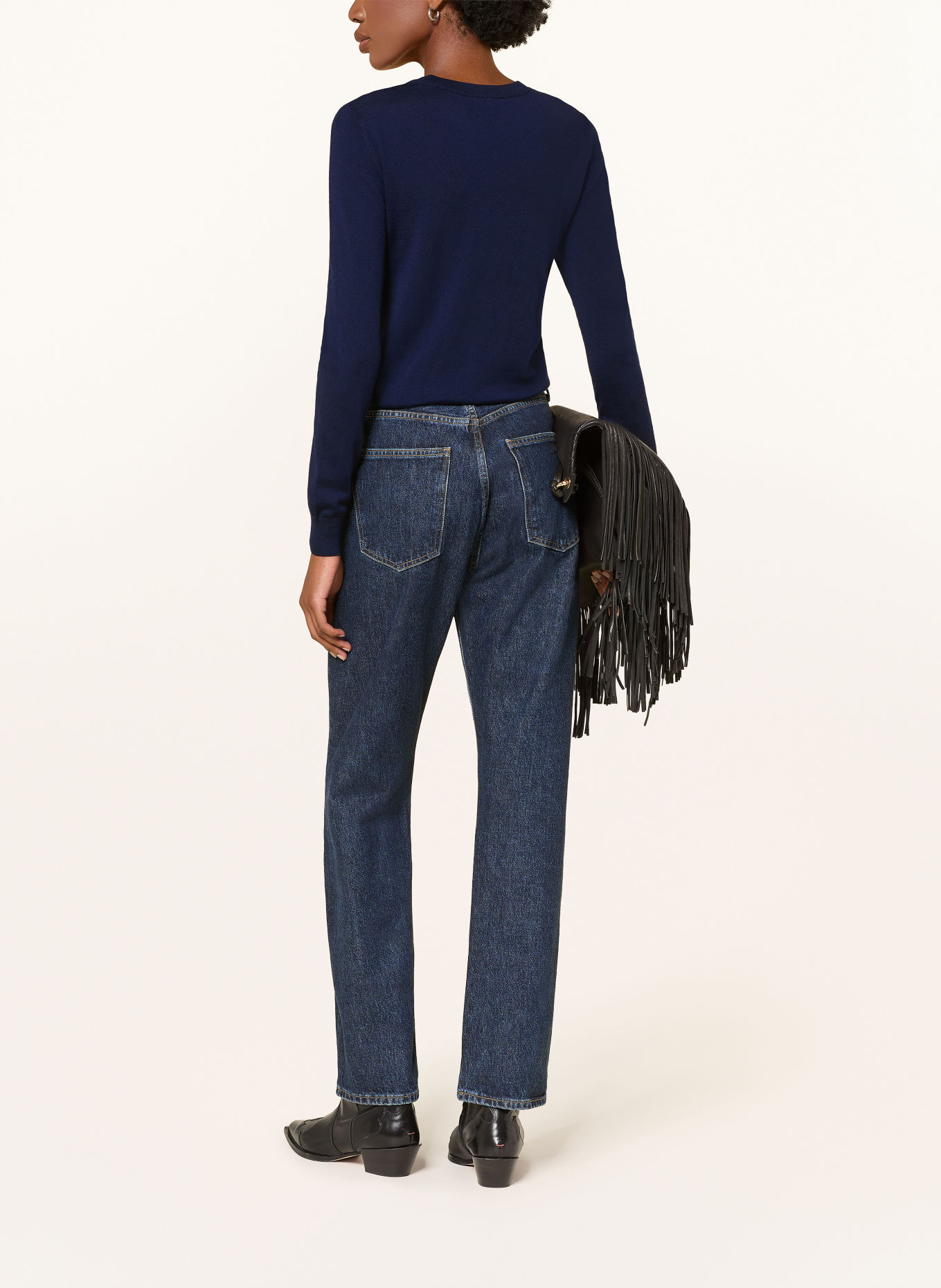 MRS & HUGS Trui van merinowol: DONKERBLAUW