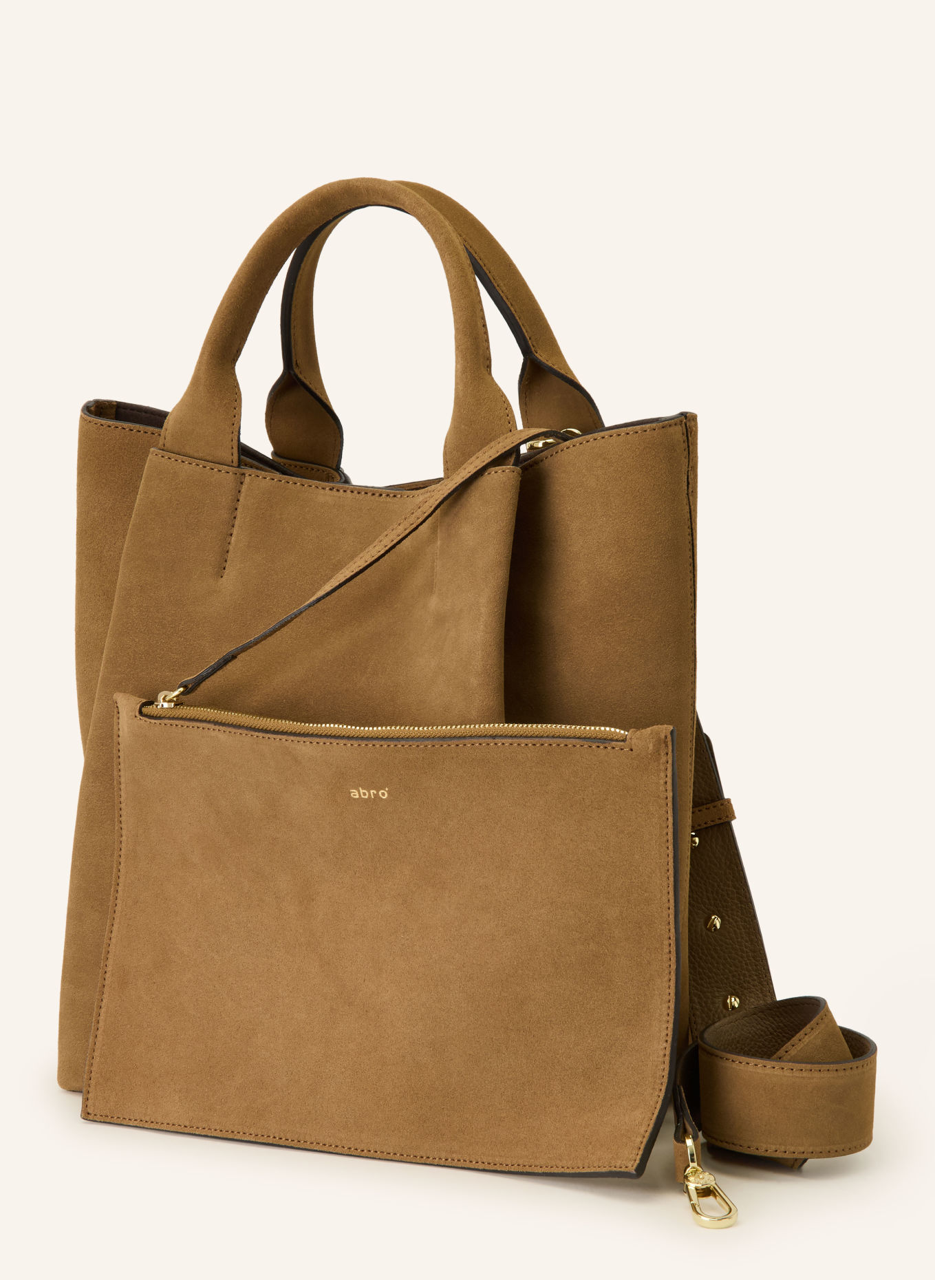 abro Shoppers ESSENTIAL MEDIUM met Pouch: LICHTBRUIN / GOUD