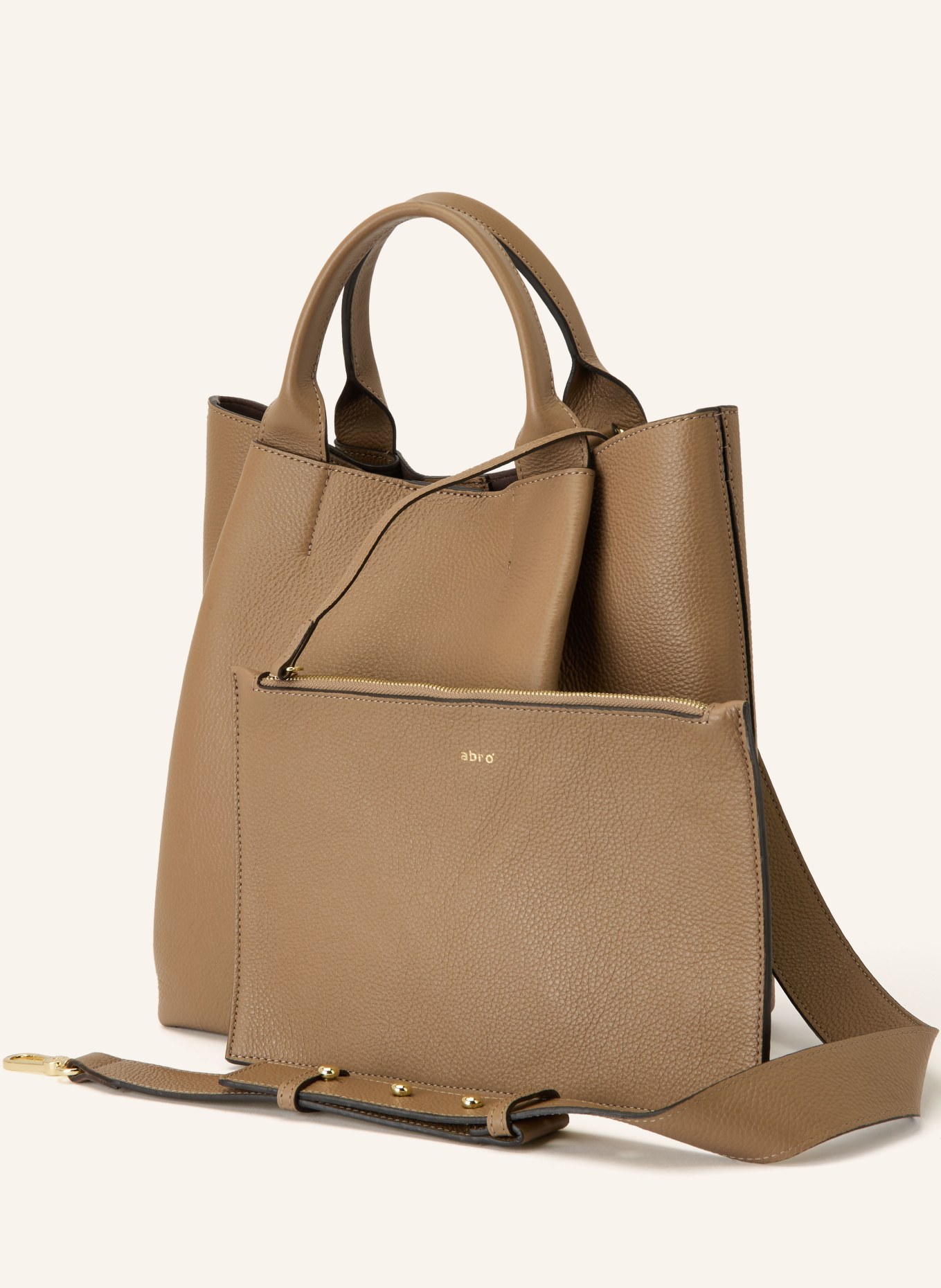 abro Shopper ESSENTIAL MEDIUM mit Pouch: HELLBRAUN / GOLD