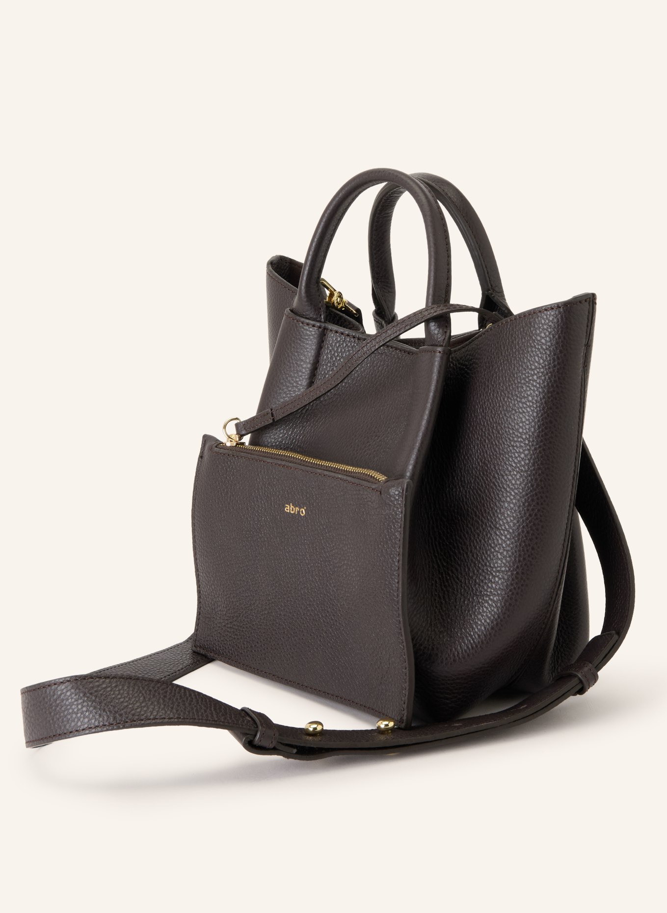 abro Handtas ESSENTIAL SMALL met Pouch: MARRON FONCÉ