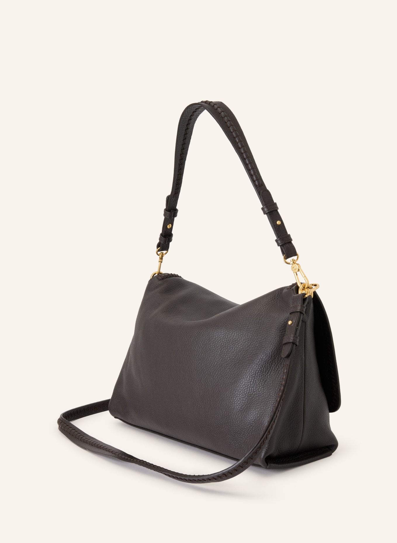 abro Schoudertas SIGNATURE BIG: MARRON FONCÉ / GOUD