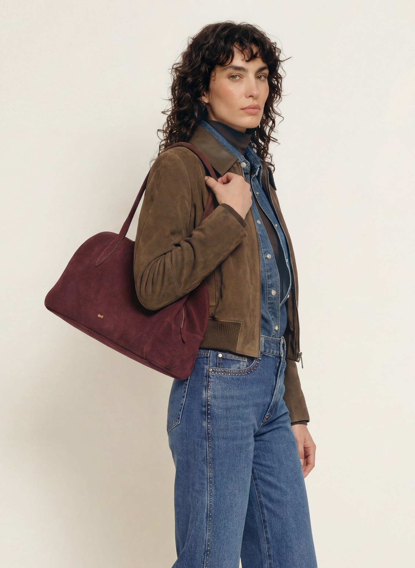 abro Sac épaule AMARA: ROUGE FONCÉ / OR