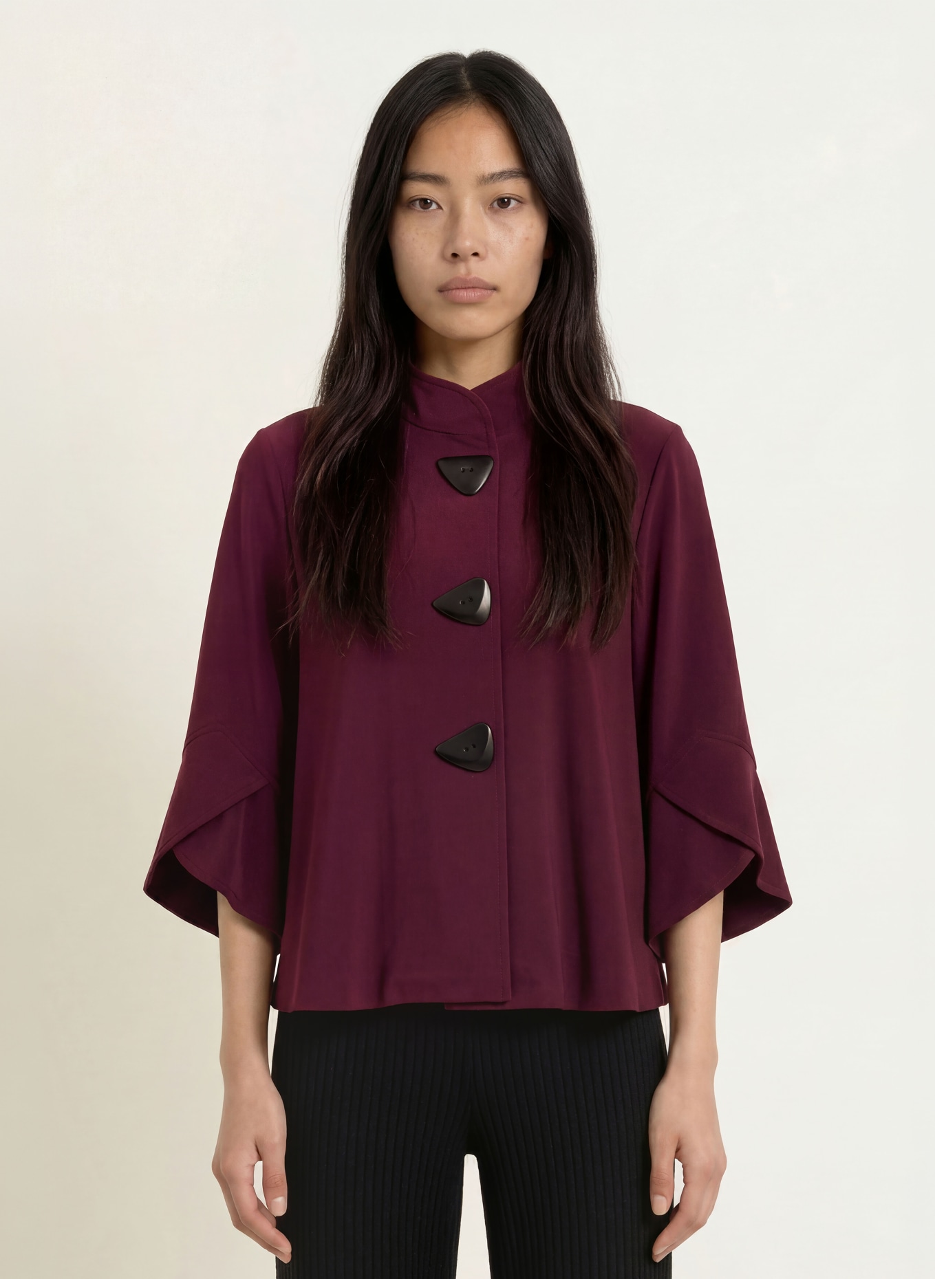 Joseph Ribkoff Jersey jacket with 3/4 sleeves: DARK RED