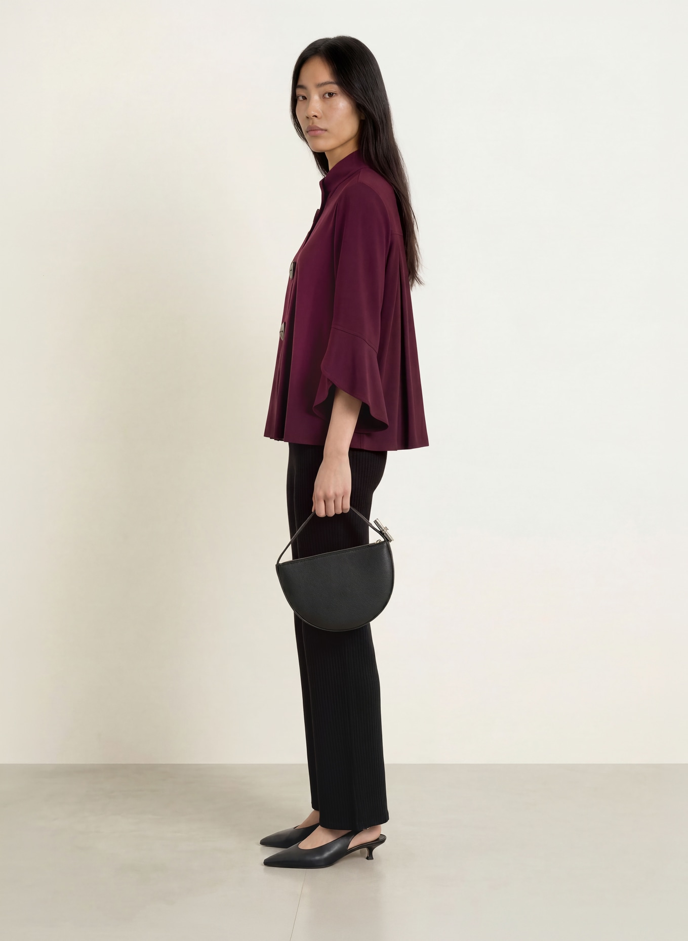 Joseph Ribkoff Jersey jacket with 3/4 sleeves: DARK RED