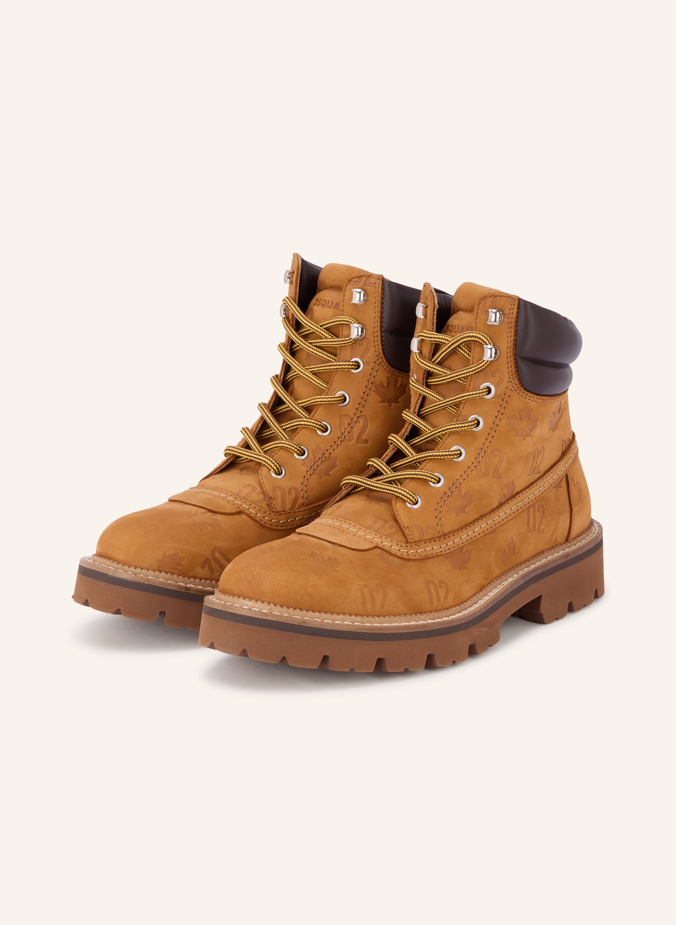 DSQUARED2 Boots à lacets: COGNAC / MARRON FONCÉ