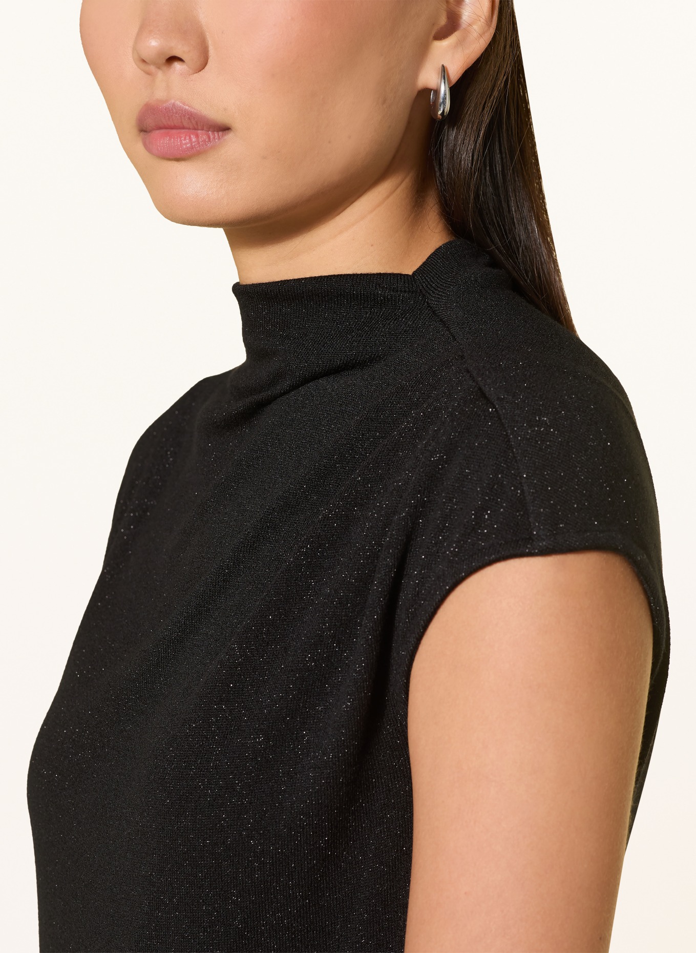 SWING Knit top with glitter yarn: BLACK