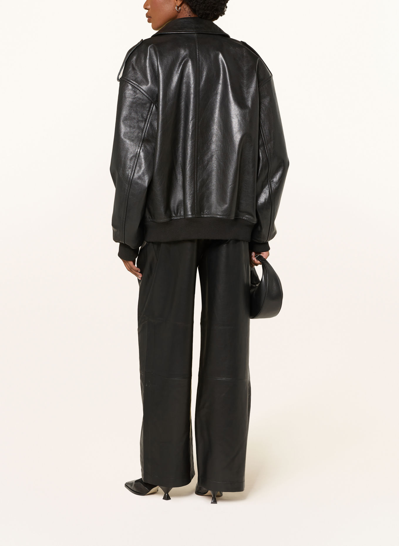 The Frankie Shop Pantalon palazzo RIPLEY aspect cuir: NOIR