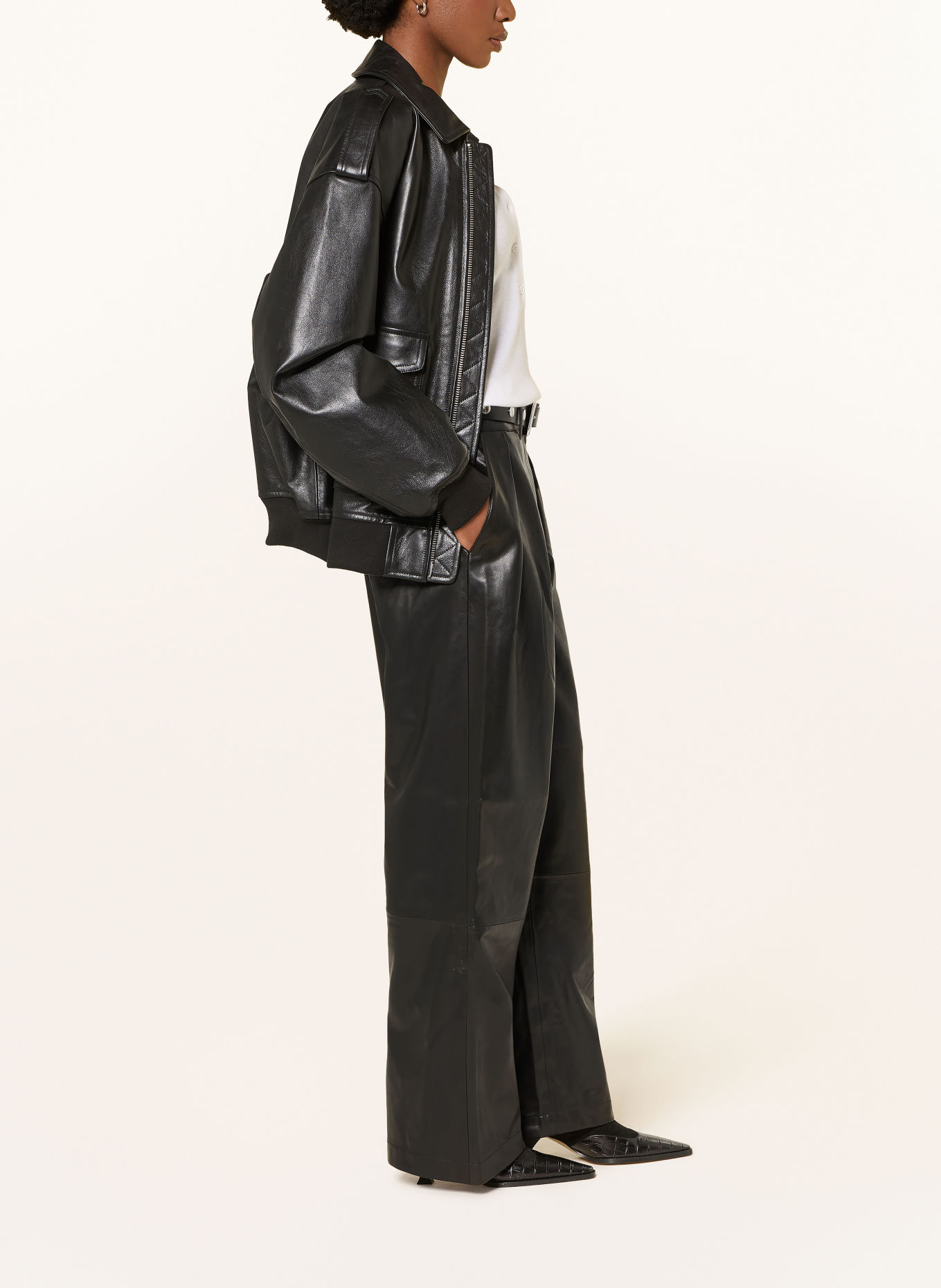 The Frankie Shop Pantalon palazzo RIPLEY aspect cuir: NOIR