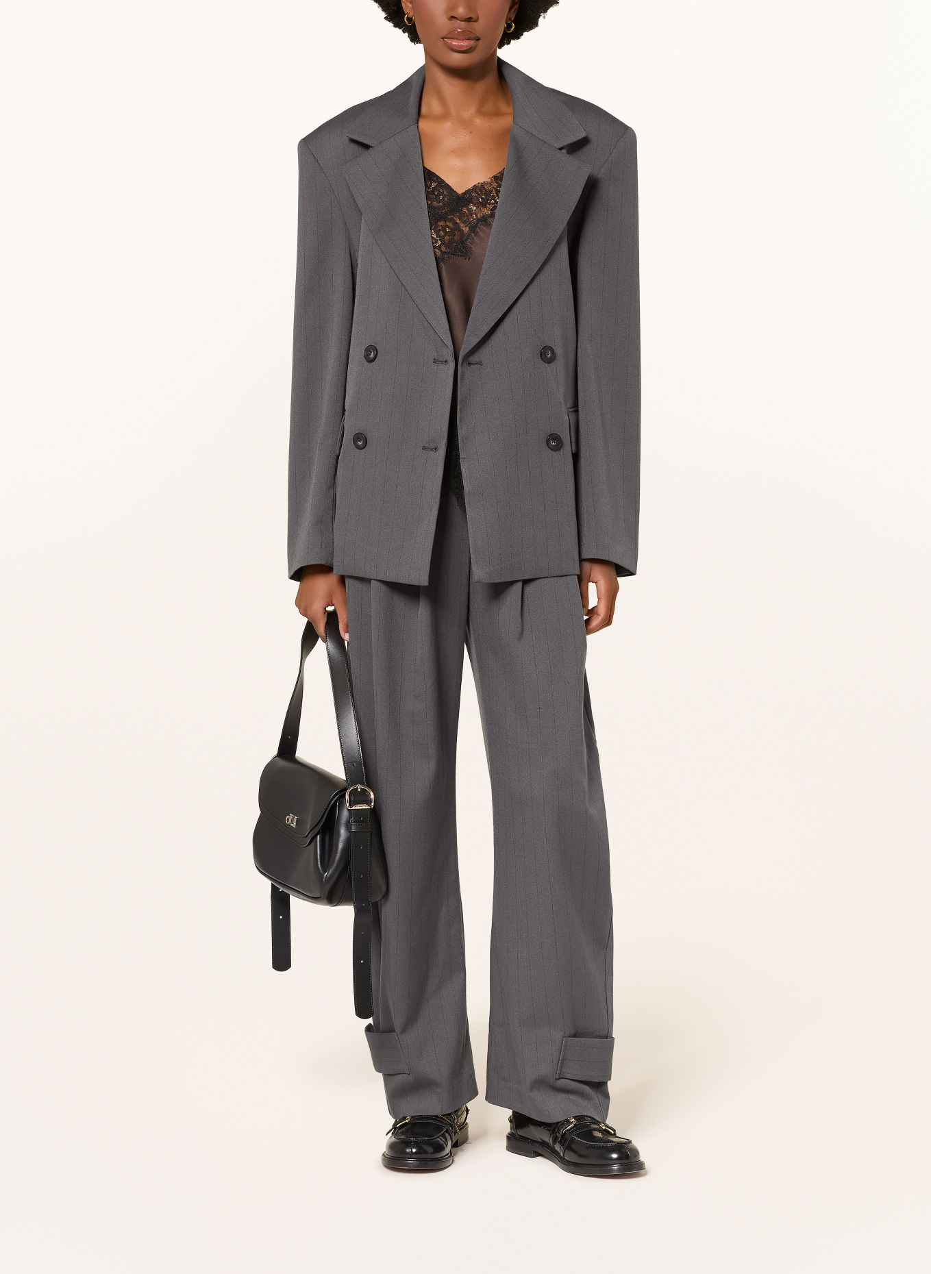 MRS & HUGS Wide-leg trousers: GRAY / BLACK