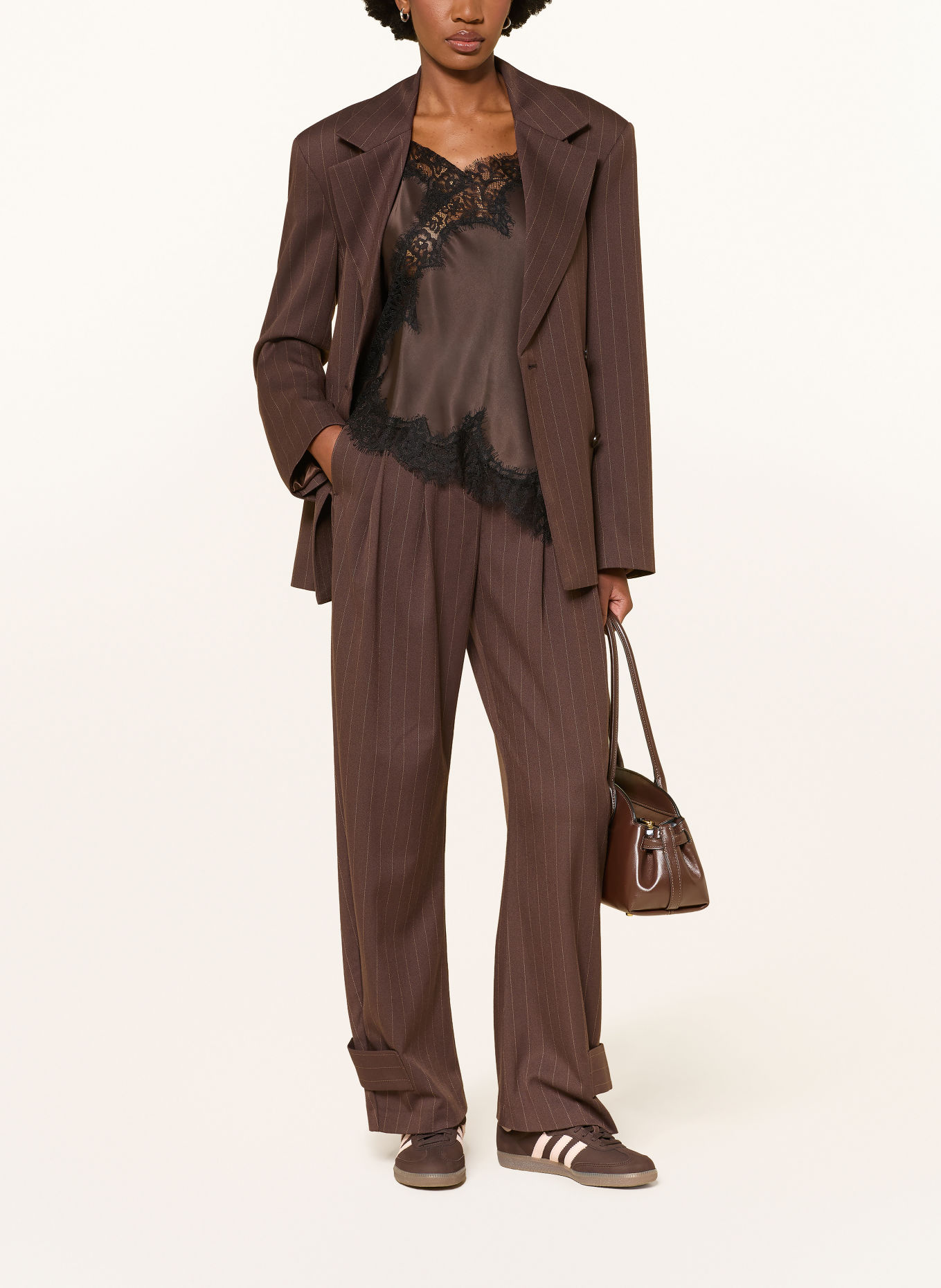 MRS & HUGS Wide-leg trousers: BROWN / BEIGE