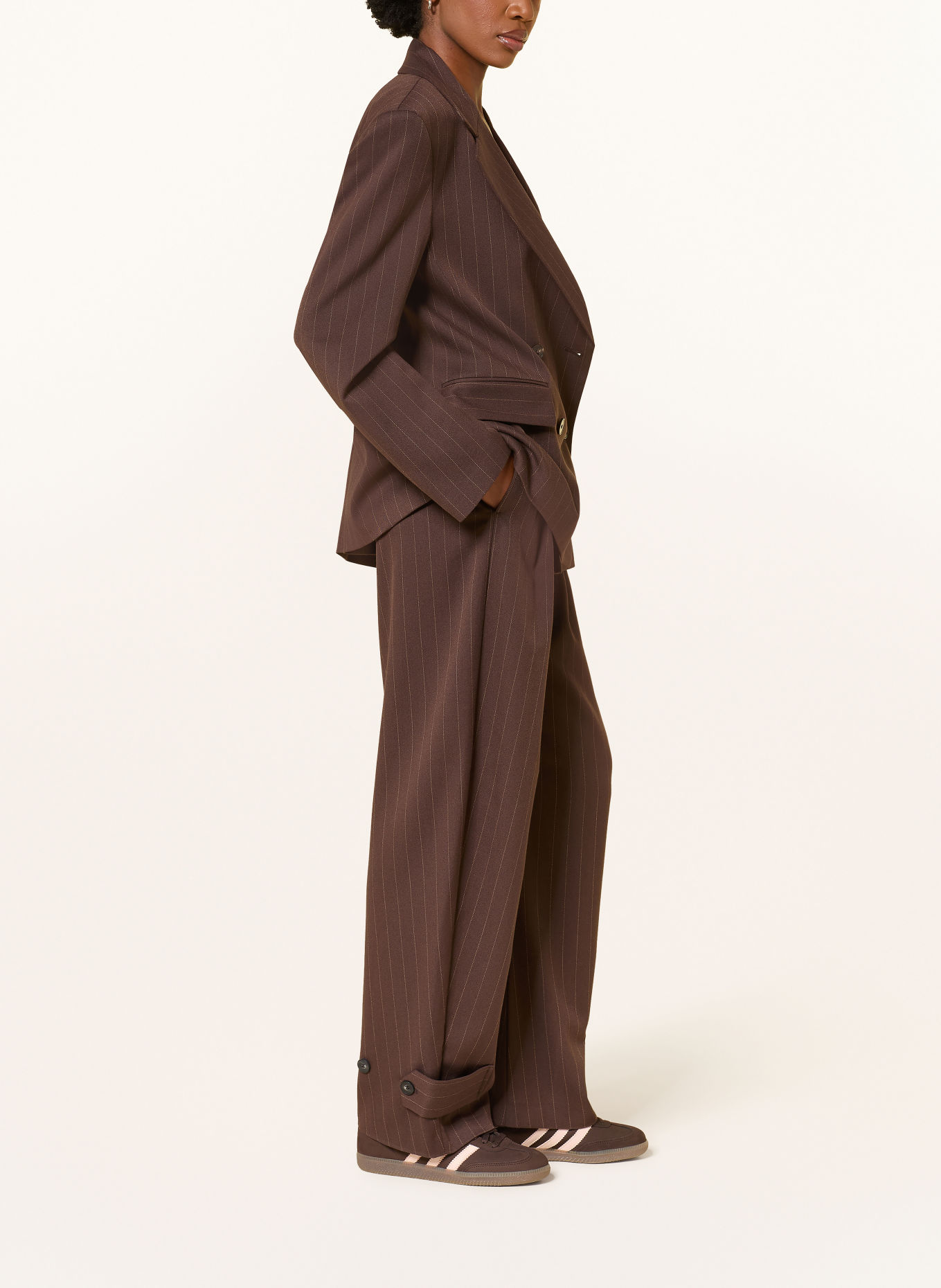 MRS & HUGS Wide-leg trousers: BROWN / BEIGE