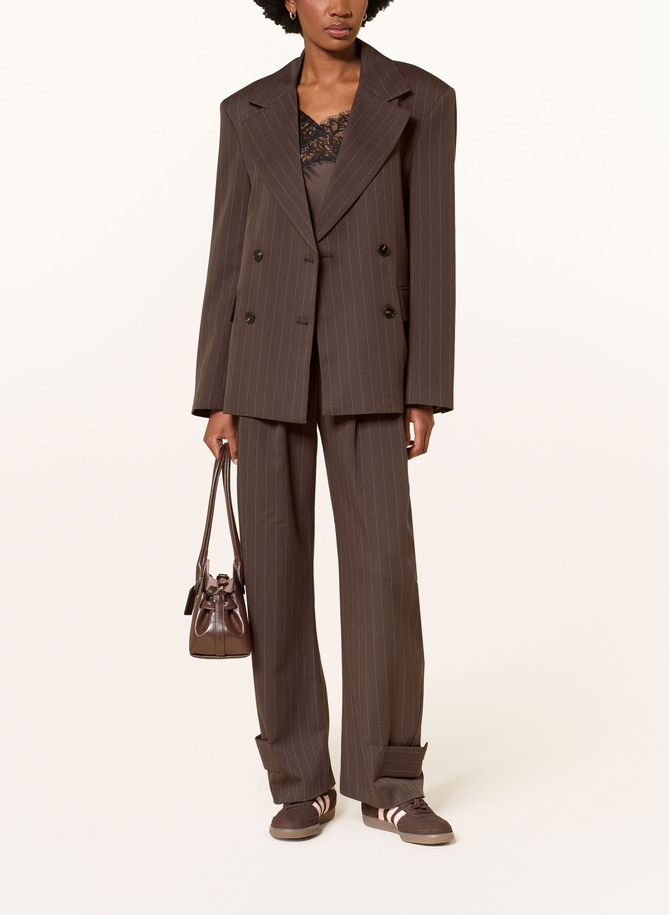 MRS & HUGS Blazer: BROWN / BEIGE