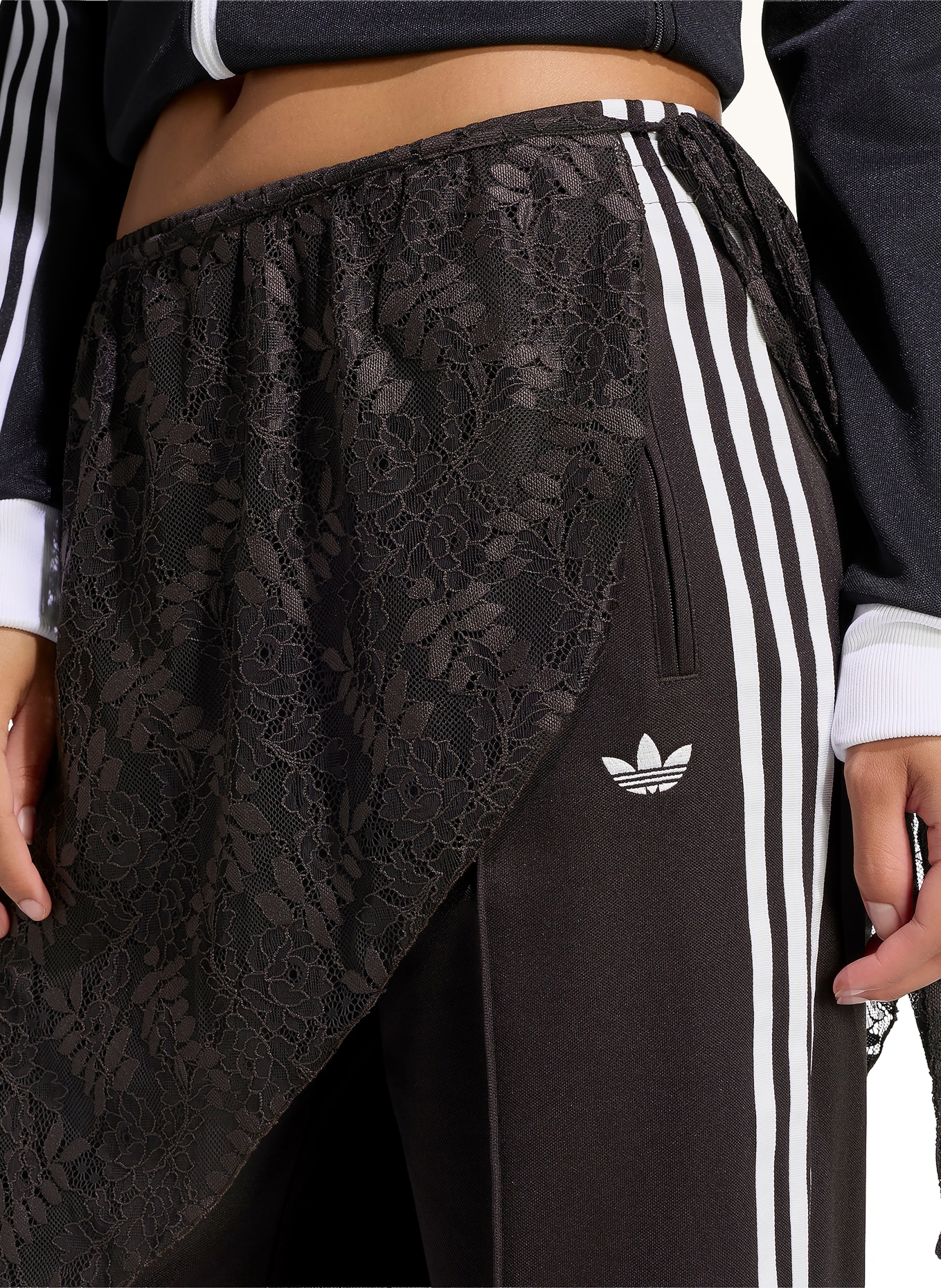adidas Originals Tack Pants 2IN1 FIREBIRD mit Spitze: DUNKELBRAUN / WEISS
