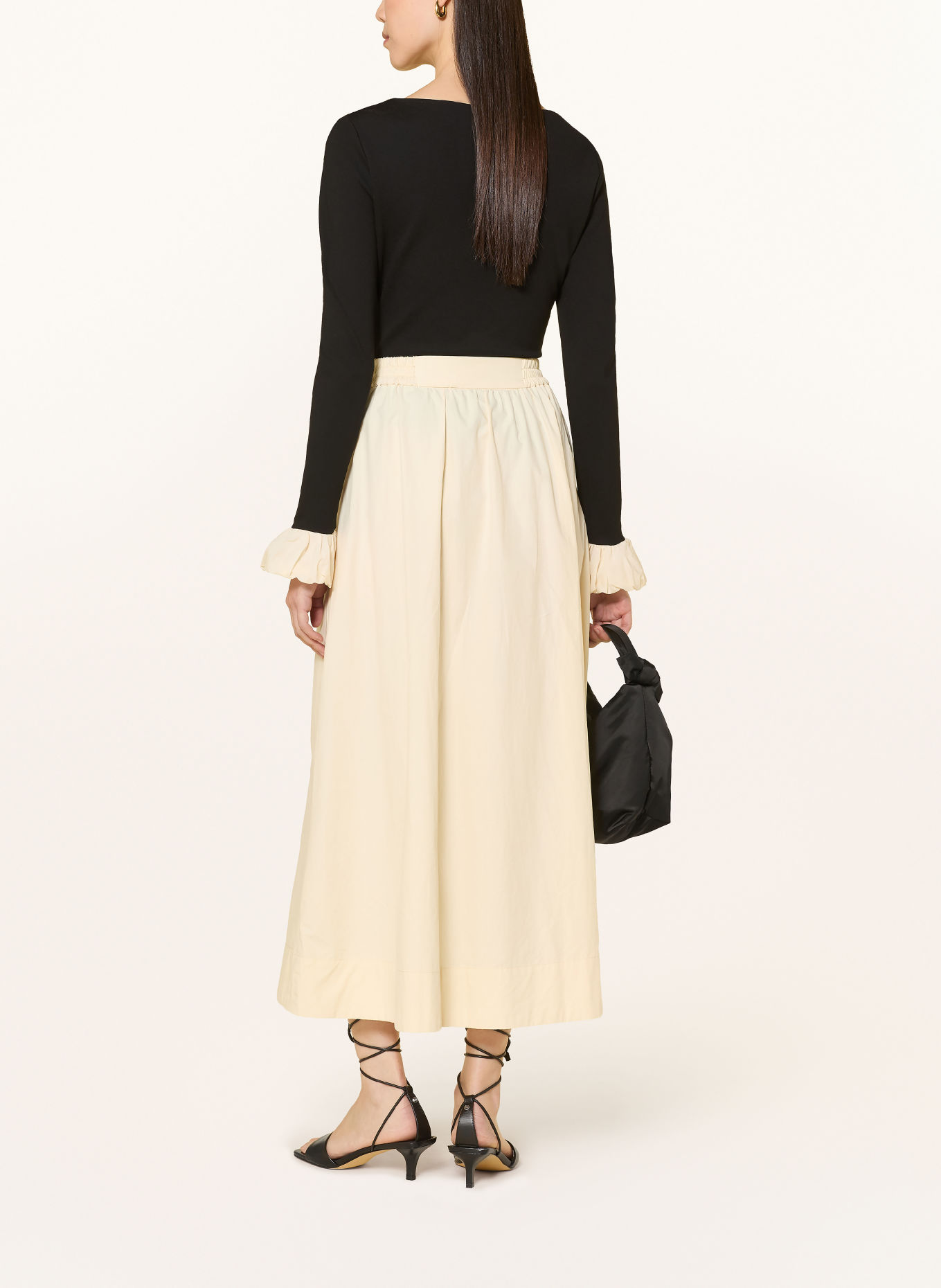 FABIENNE CHAPOT Longsleeve-shirt met lange mouwen en ruches: ZWART / WIT
