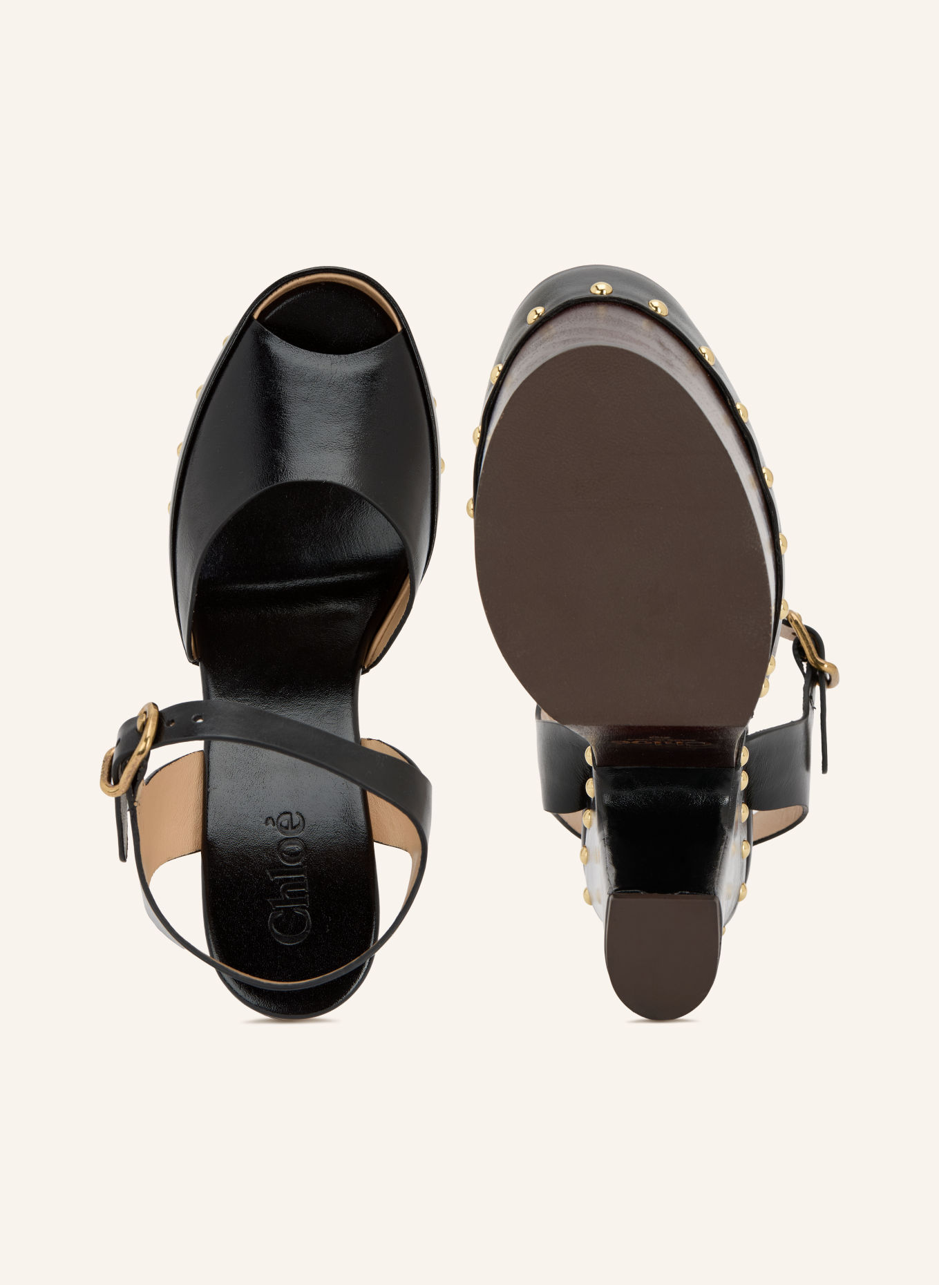 Chloé MERET-sandaler med plateau og nitter: 001 BLACK