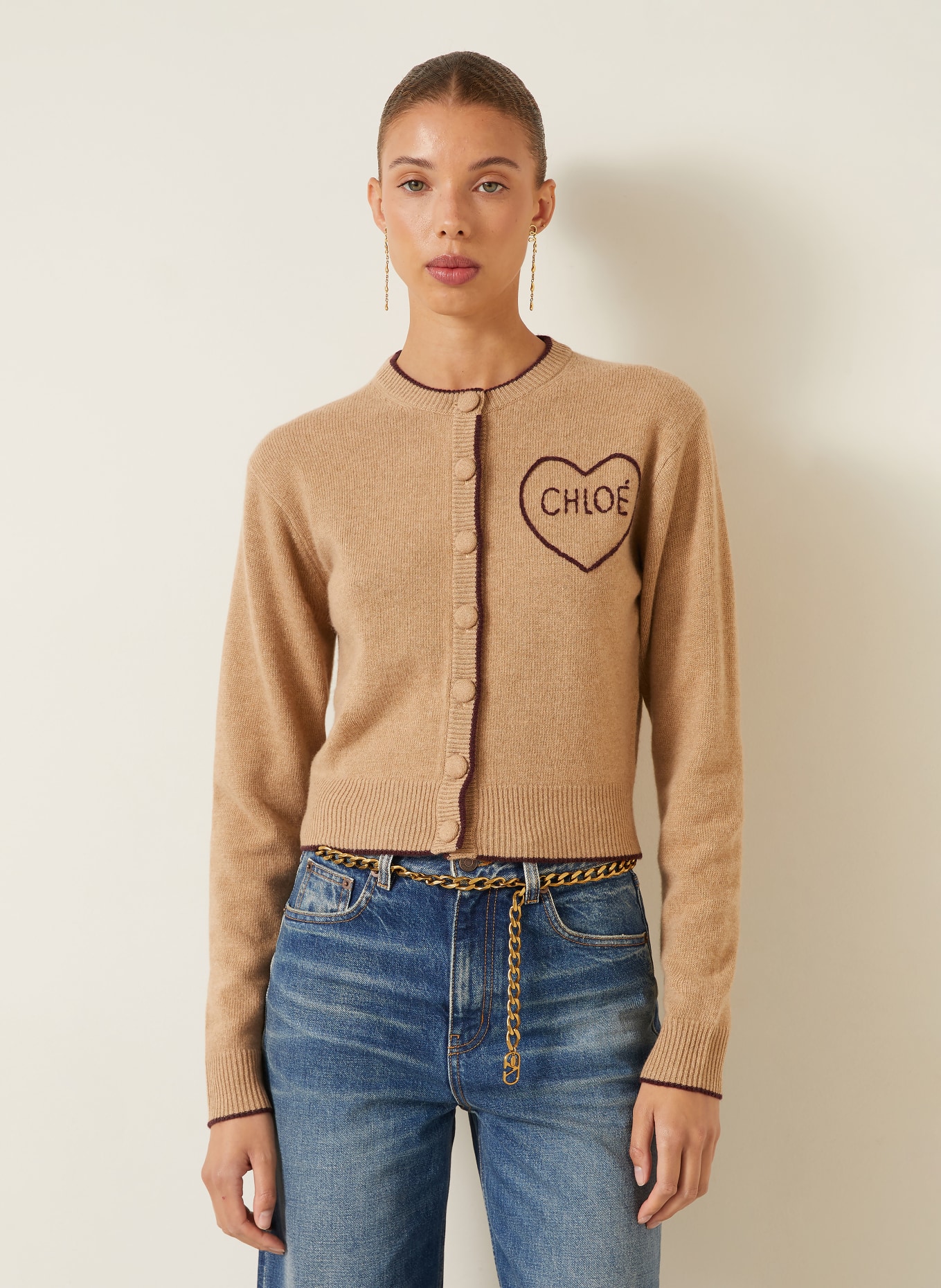 Chloé Cashmere Cardigan: BEIGE
