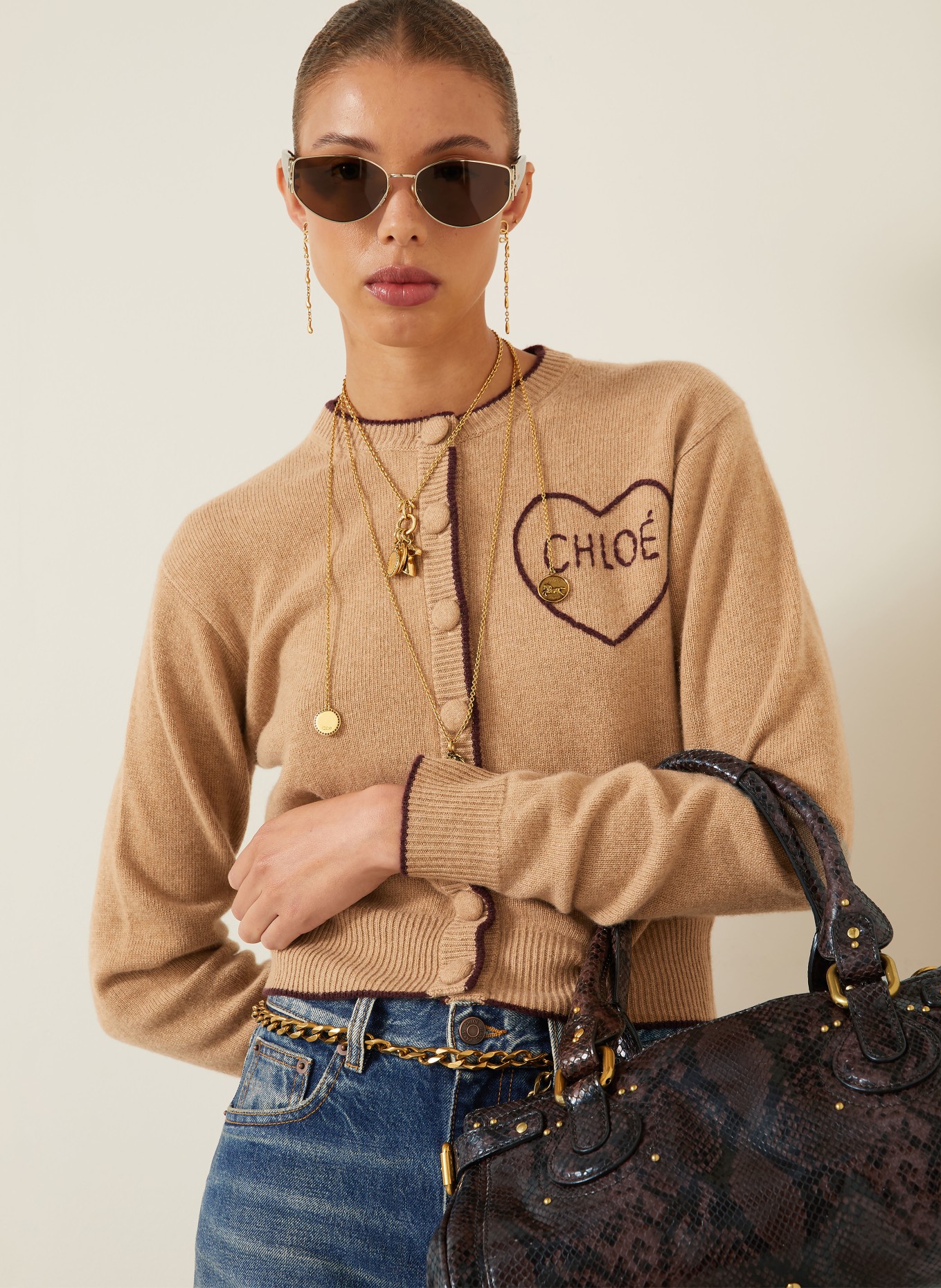 Chloé Cashmere Cardigan: BEIGE