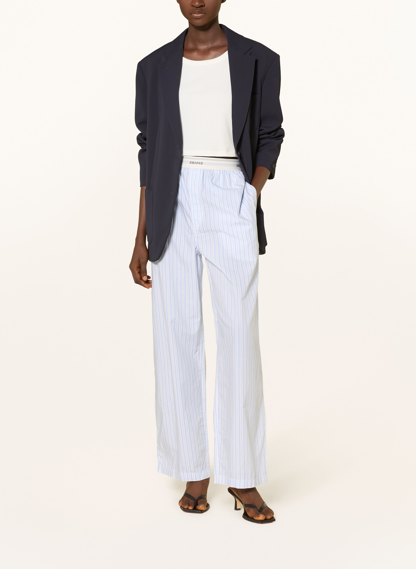 SKIMS Spací kalhoty COTTON POPLIN: DOUBLE STRIPE