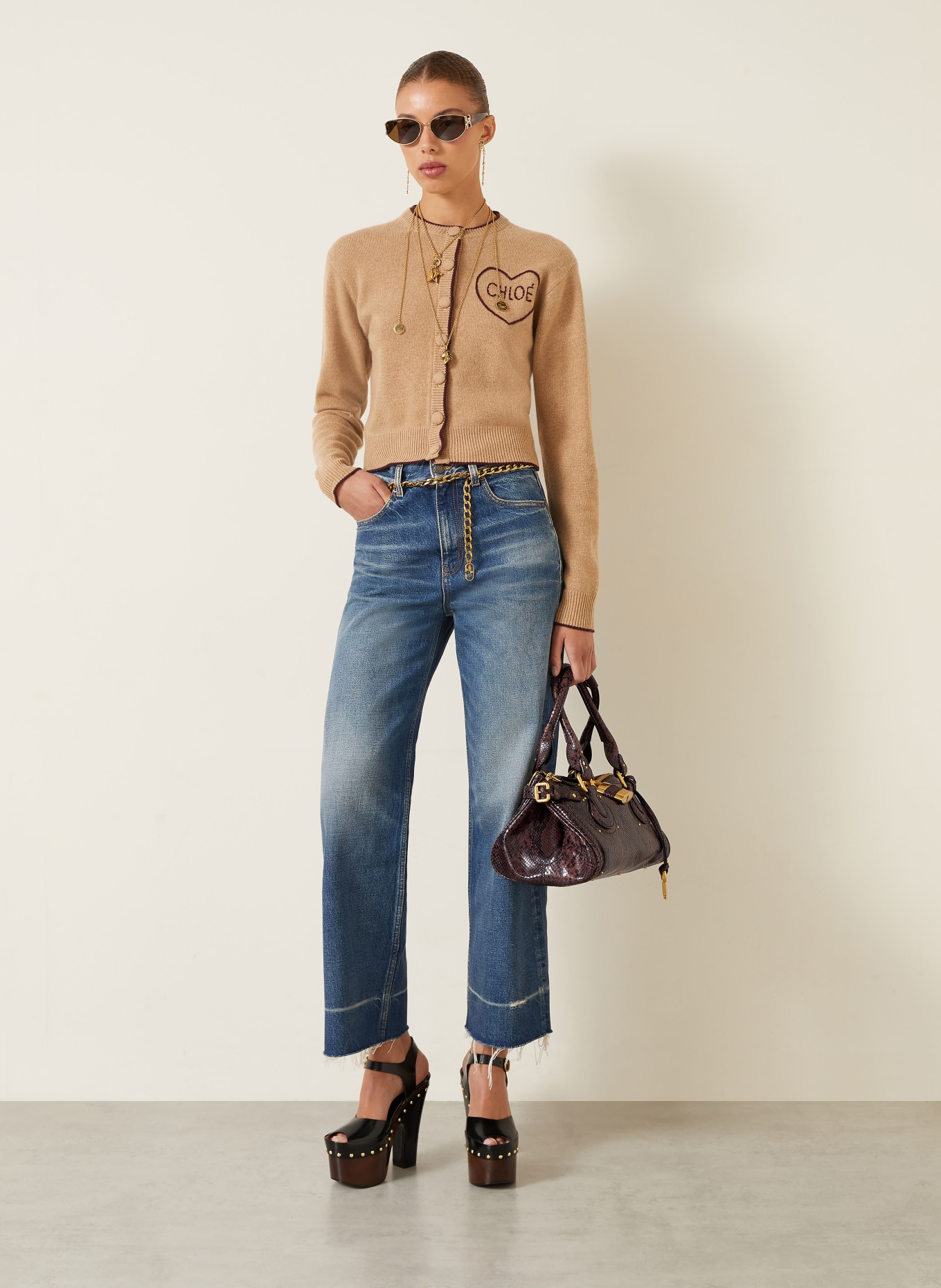 Chloé PADDINGTON Handbag with Studs: 24X Kohl Brown