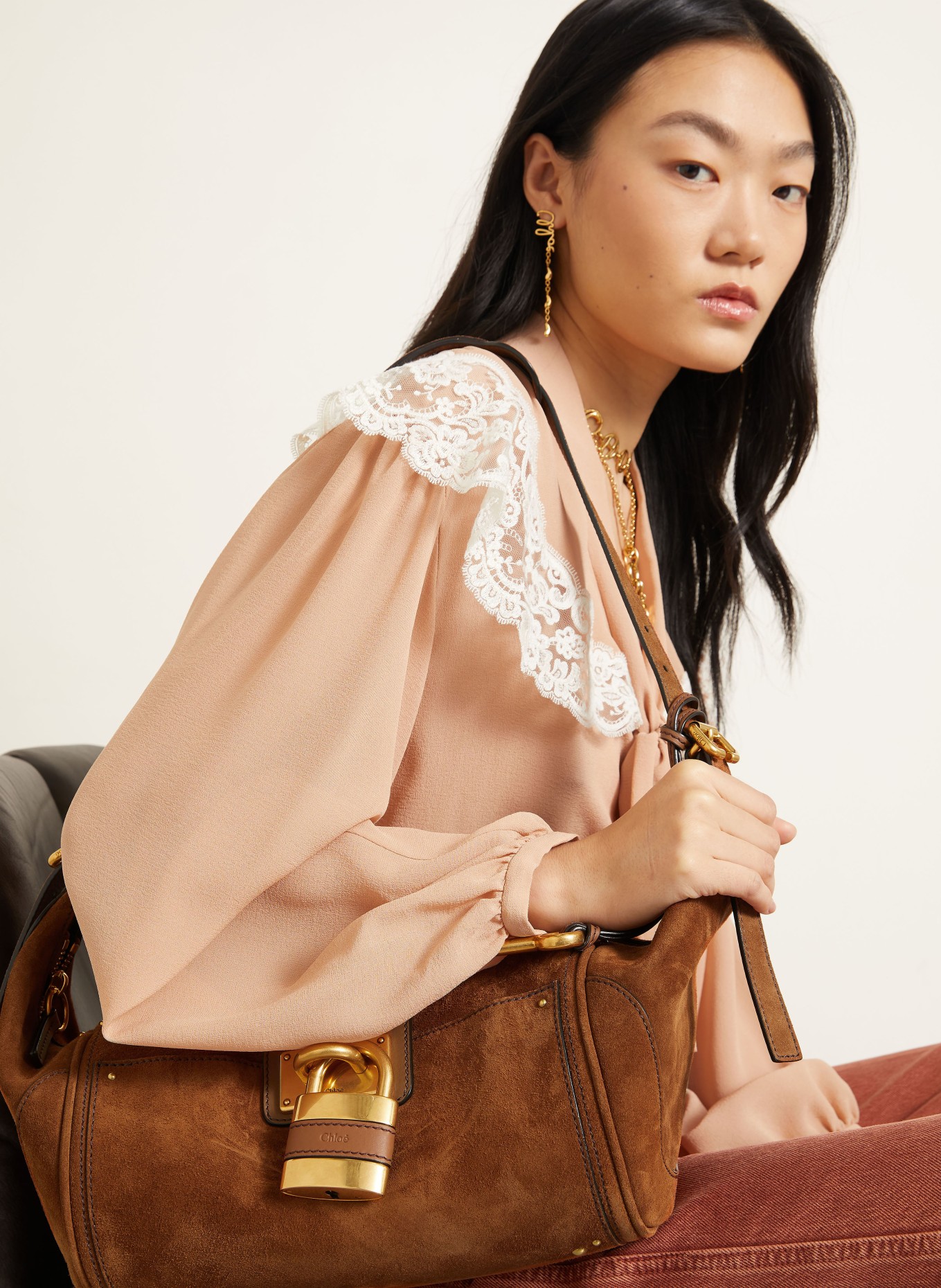 Chloé PADDINGTON Handbag with Studs: 206 Vintage Brown