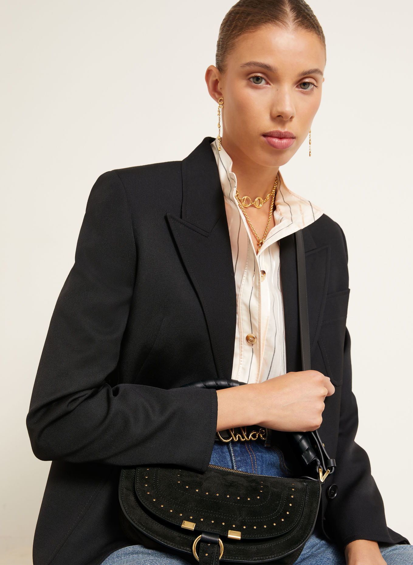 Chloé Handtas MARCIE met studs: 001 BLACK