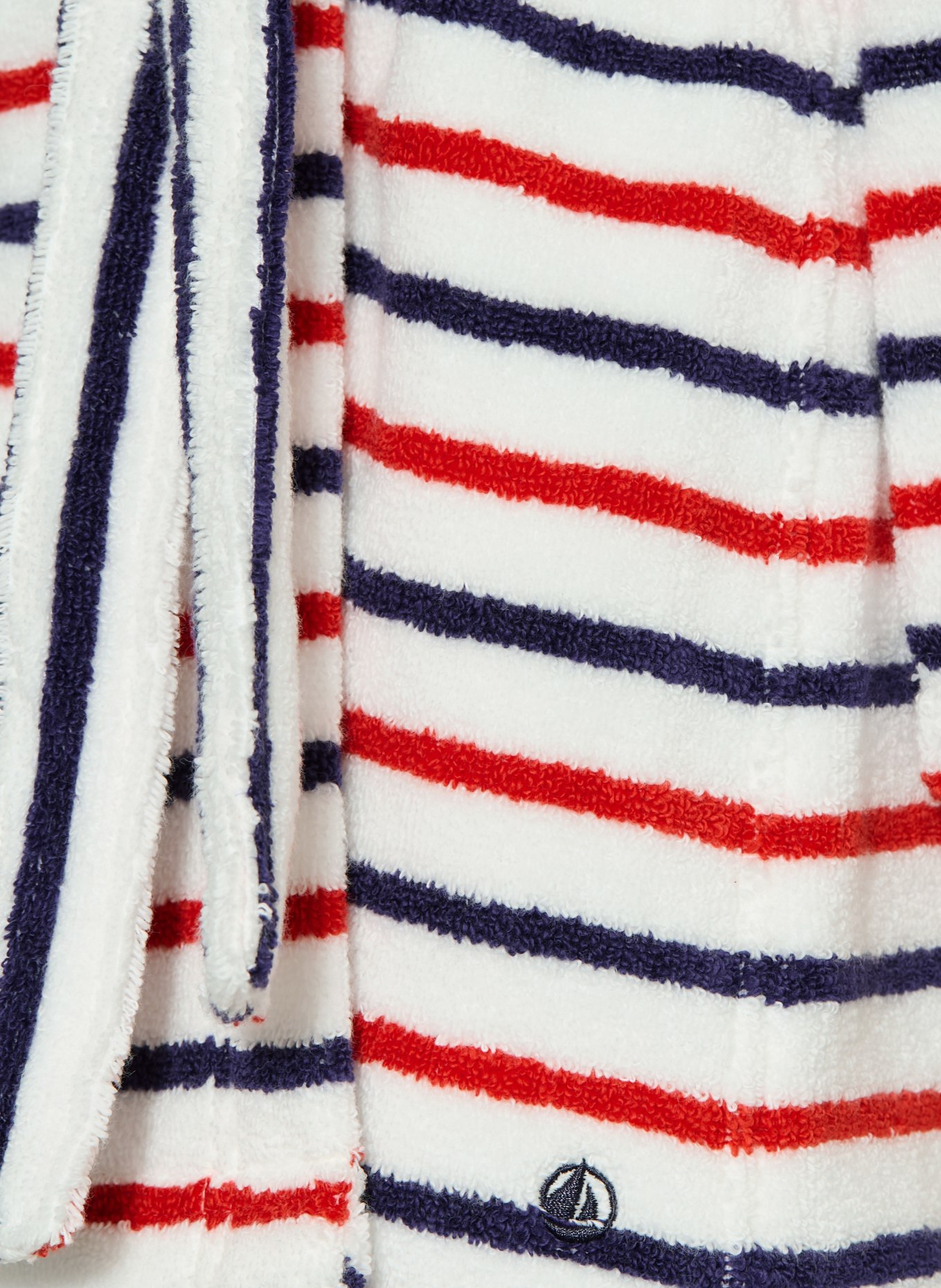 PETIT BATEAU Bademantel mit Kapuze: WEISS / ROT / BLAU