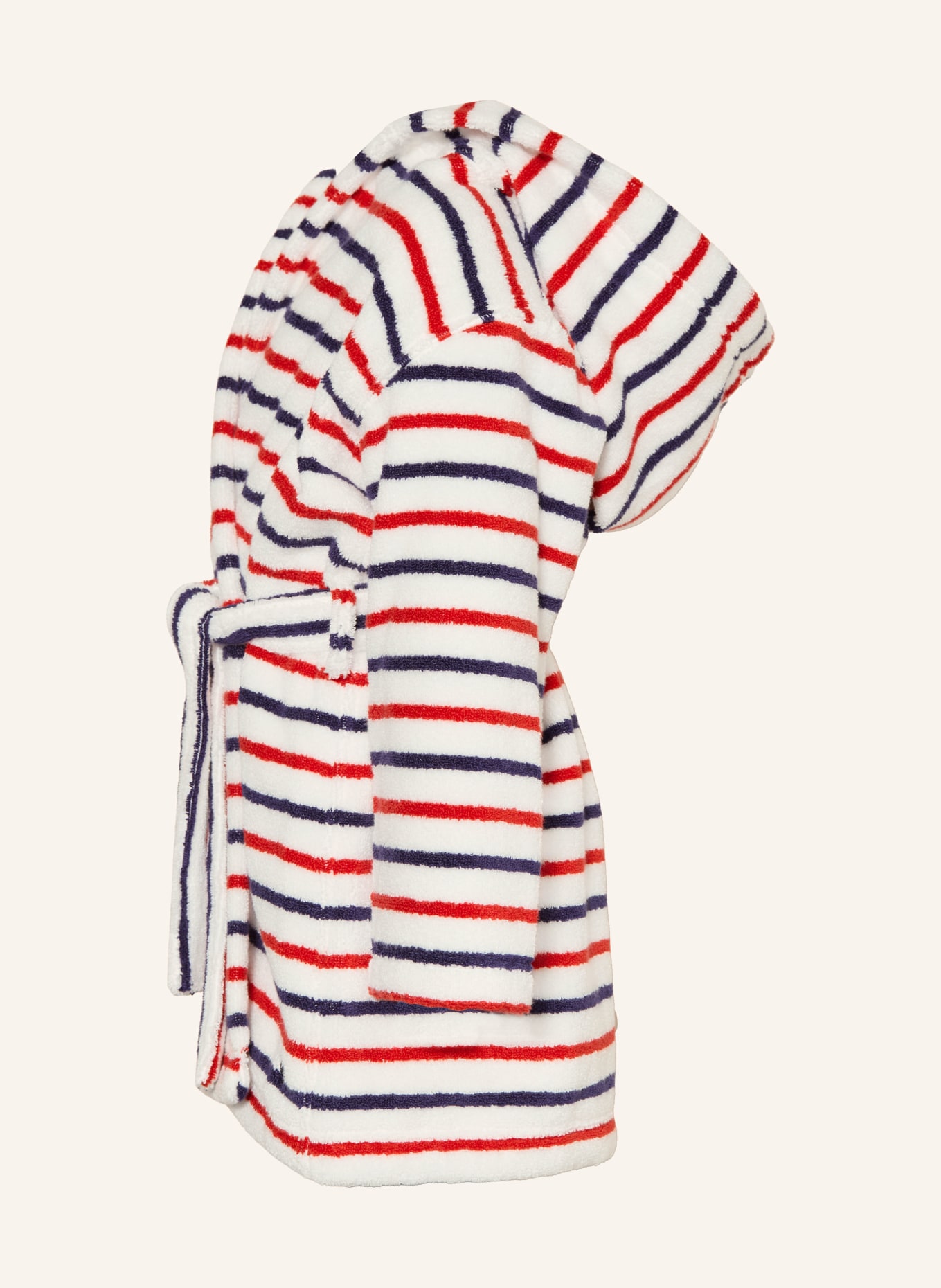 PETIT BATEAU Bademantel mit Kapuze: WEISS / ROT / BLAU