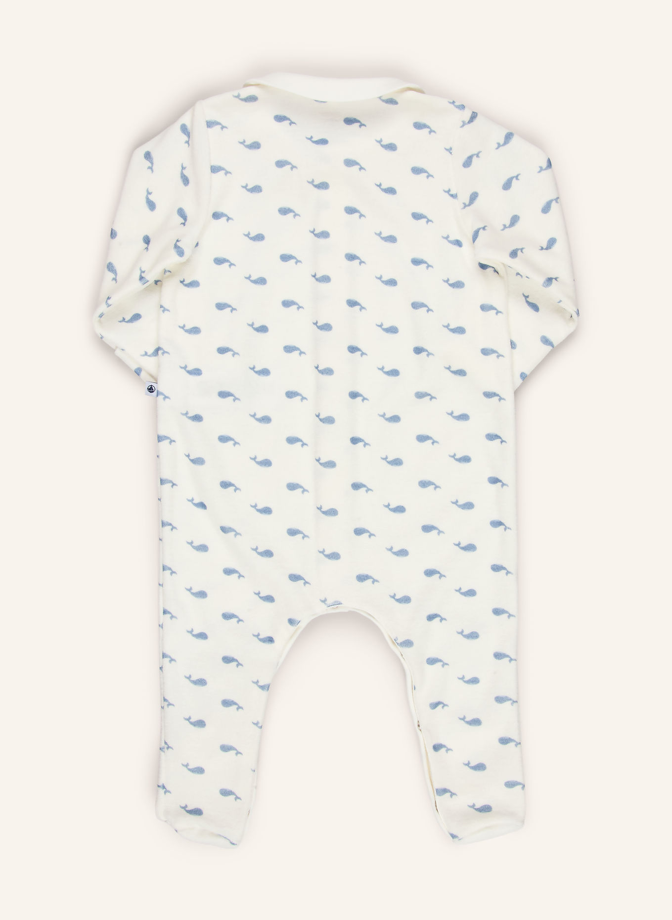 PETIT BATEAU Flanellen rompertjes: WIT / DONKERBLAUW