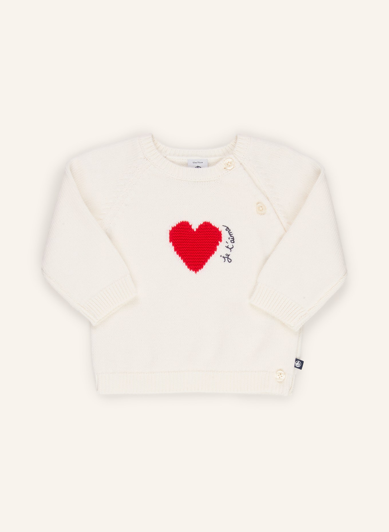 PETIT BATEAU Set: Pullover und Strickhose: ECRU / ROT