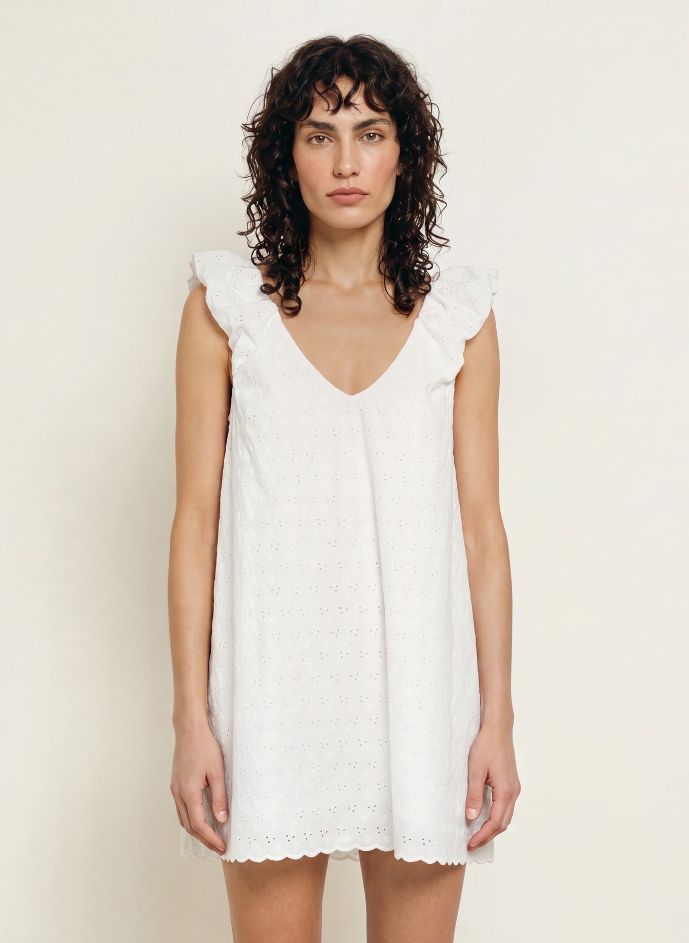 FAITHFULL THE BRAND Kleid CLEMENTINA aus Lochspitze: WEISS
