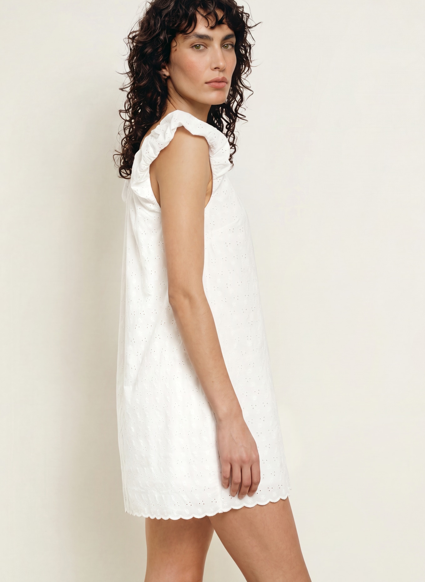 FAITHFULL THE BRAND Kleid CLEMENTINA aus Lochspitze: WEISS