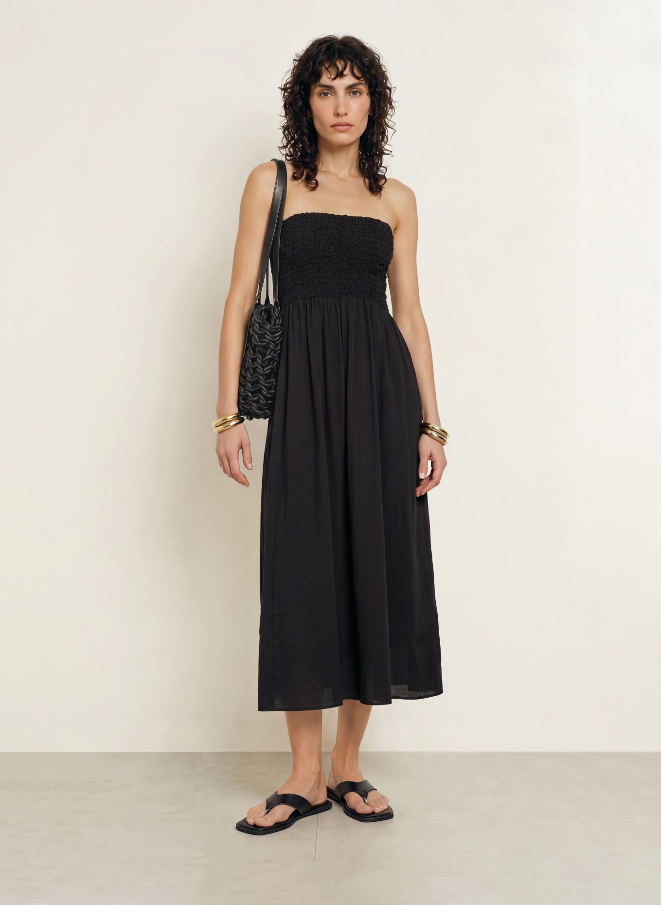 FAITHFULL THE BRAND Off-shoulder jurk ORLA: ZWART