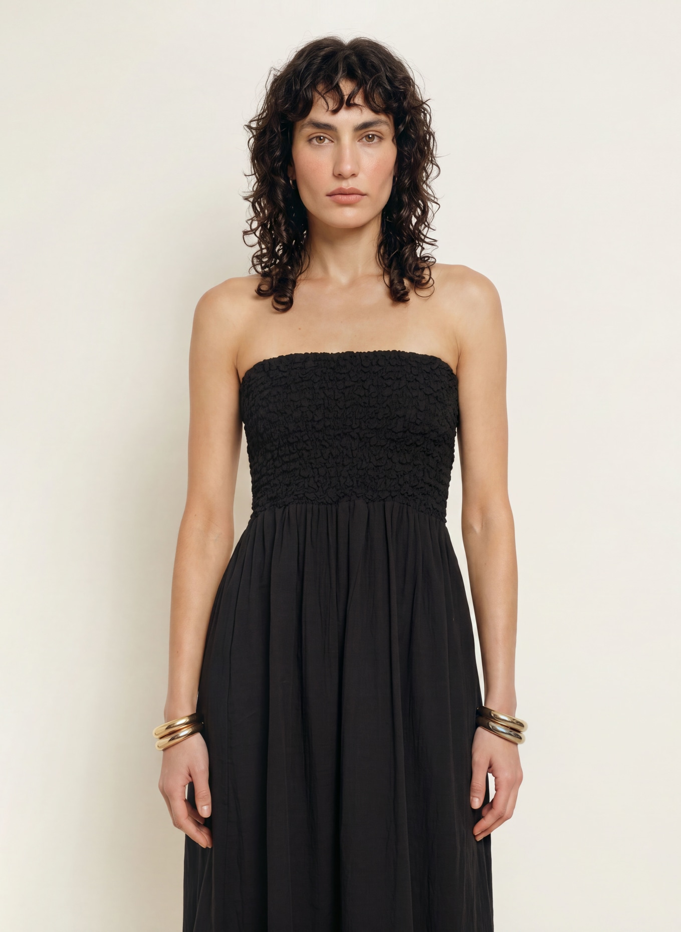 FAITHFULL THE BRAND Off-shoulder jurk ORLA: ZWART