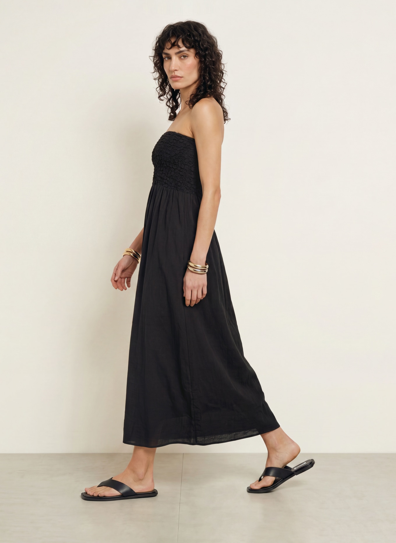 FAITHFULL THE BRAND Off-shoulder jurk ORLA: ZWART