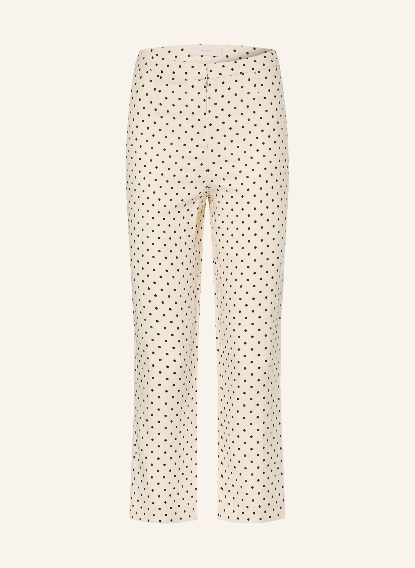 FAITHFULL THE BRAND 7/8 broek IRIA van linnen: CRÈME / ZWART