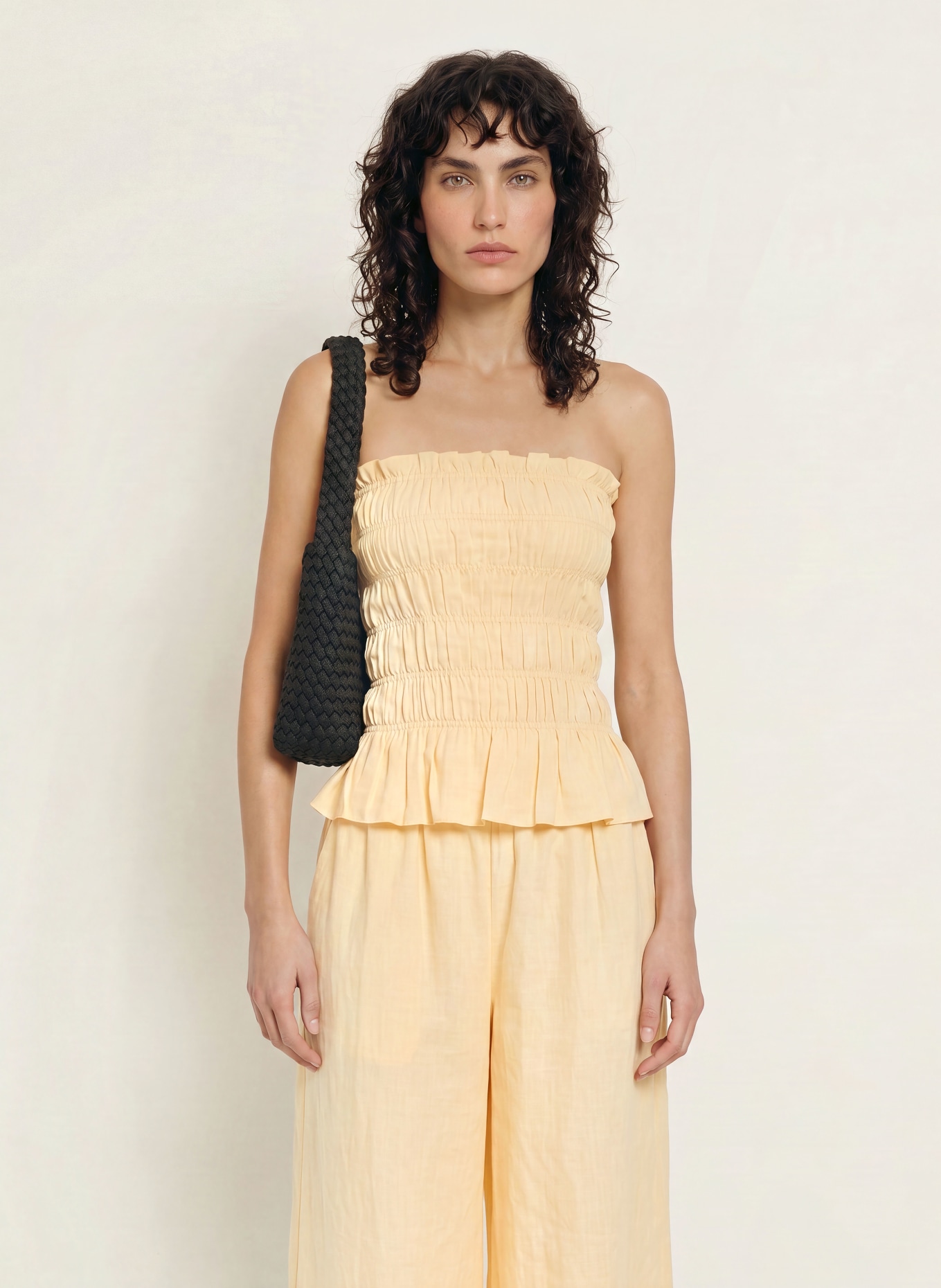 FAITHFULL THE BRAND Off-Shoulder-Top TIERA aus Leinen: HELLGELB