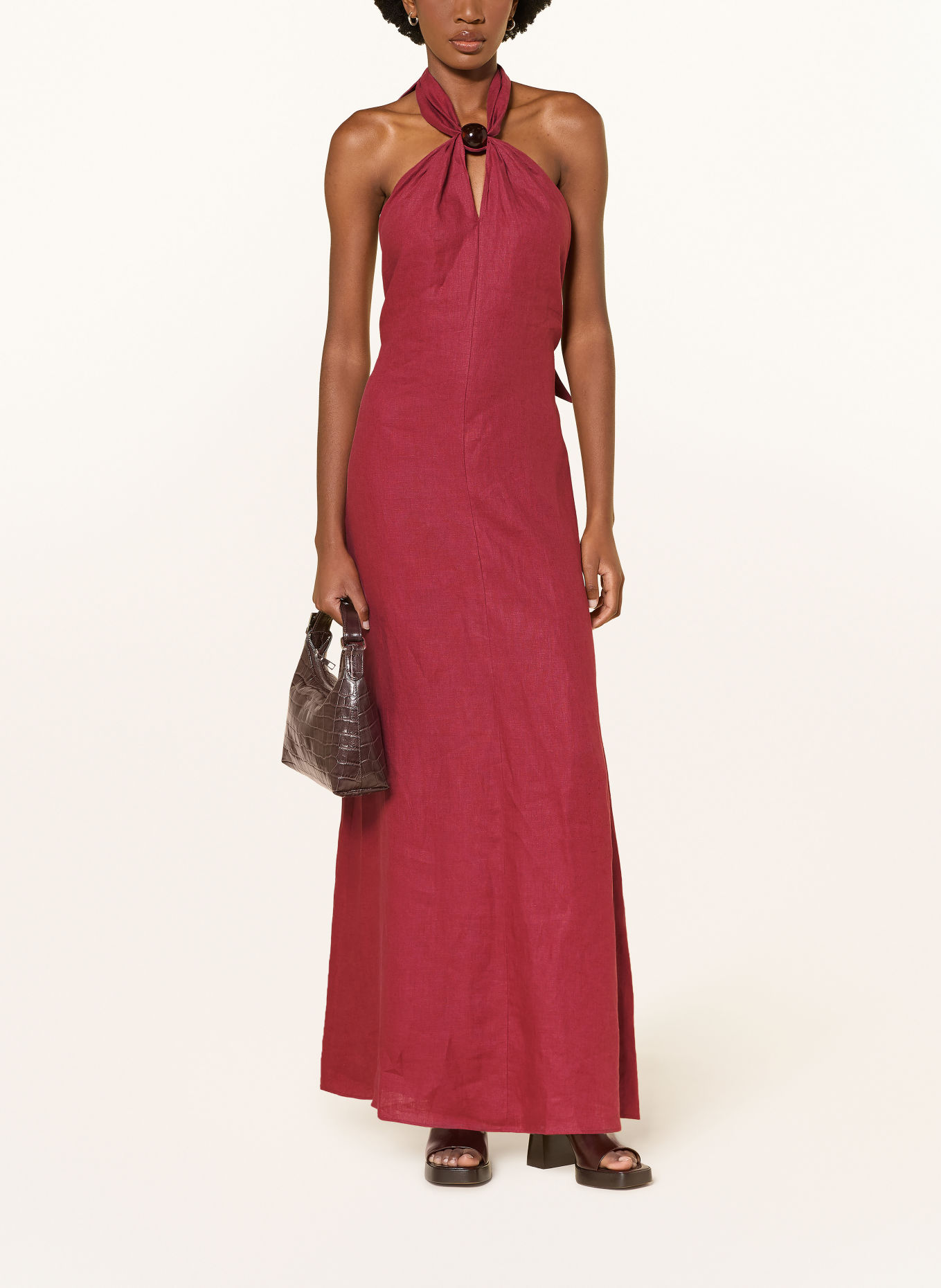 FAITHFULL THE BRAND LOURDES Linen Dress: DARK RED