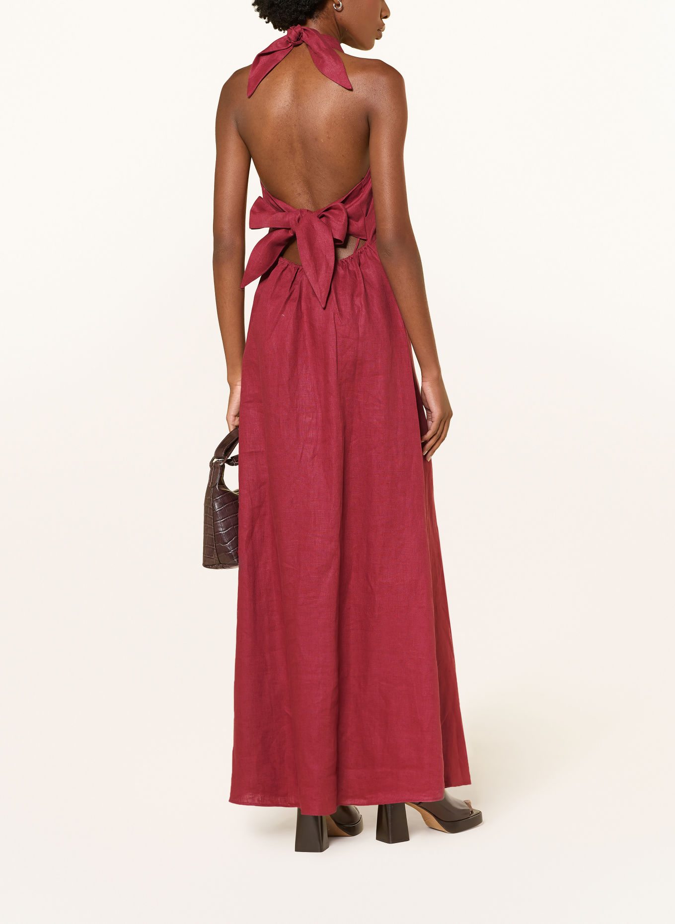 FAITHFULL THE BRAND LOURDES Linen Dress: DARK RED
