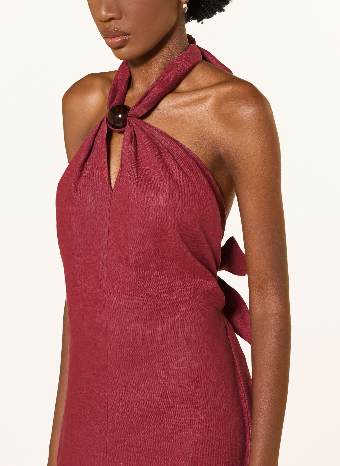 FAITHFULL THE BRAND LOURDES Linen Dress: DARK RED
