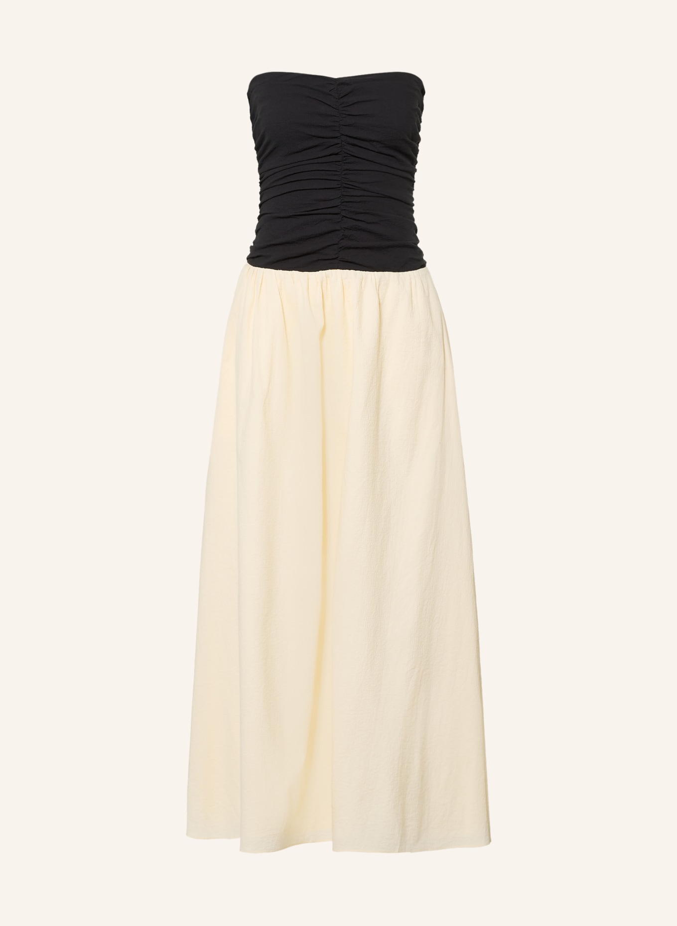 FAITHFULL THE BRAND SANT ROC Off-the-shoulder dress: BLACK / CREAM