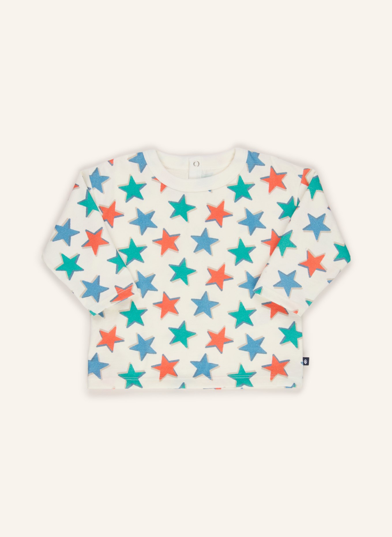 PETIT BATEAU Haut à manches longues: CRÈME / ORANGE FONCÉ / BLEU