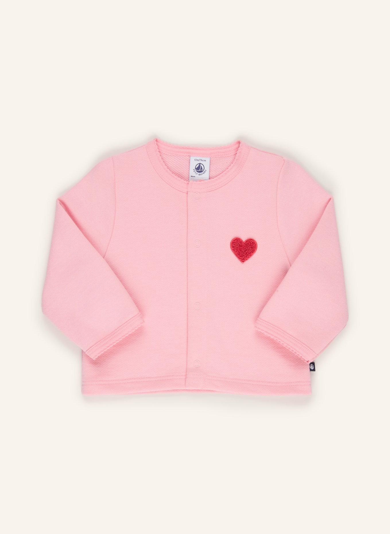 PETIT BATEAU Sweat zippé: ROSE / ROUGE