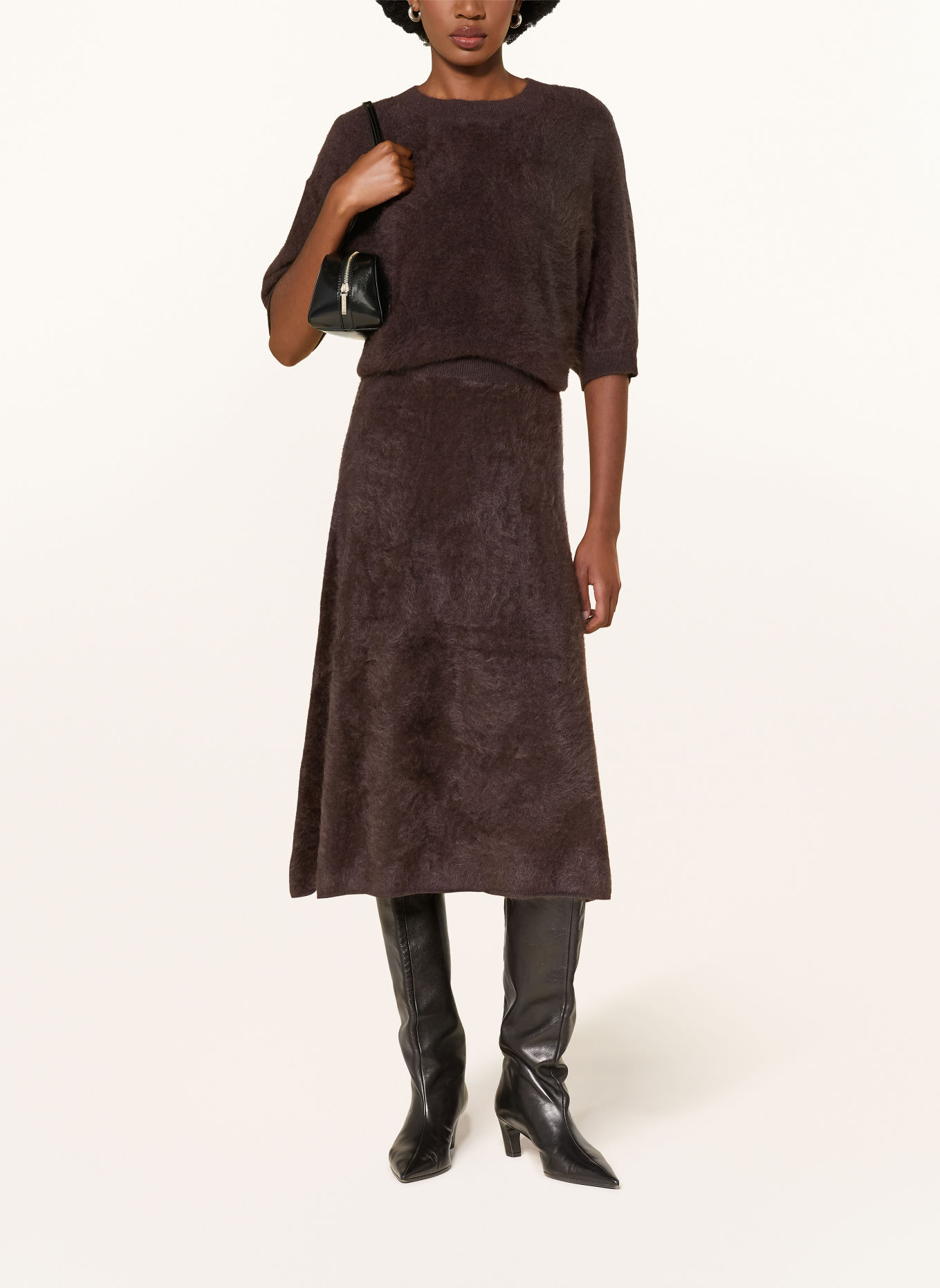 (THE MERCER) N.Y. Cashmere knit skirt: DARK BROWN