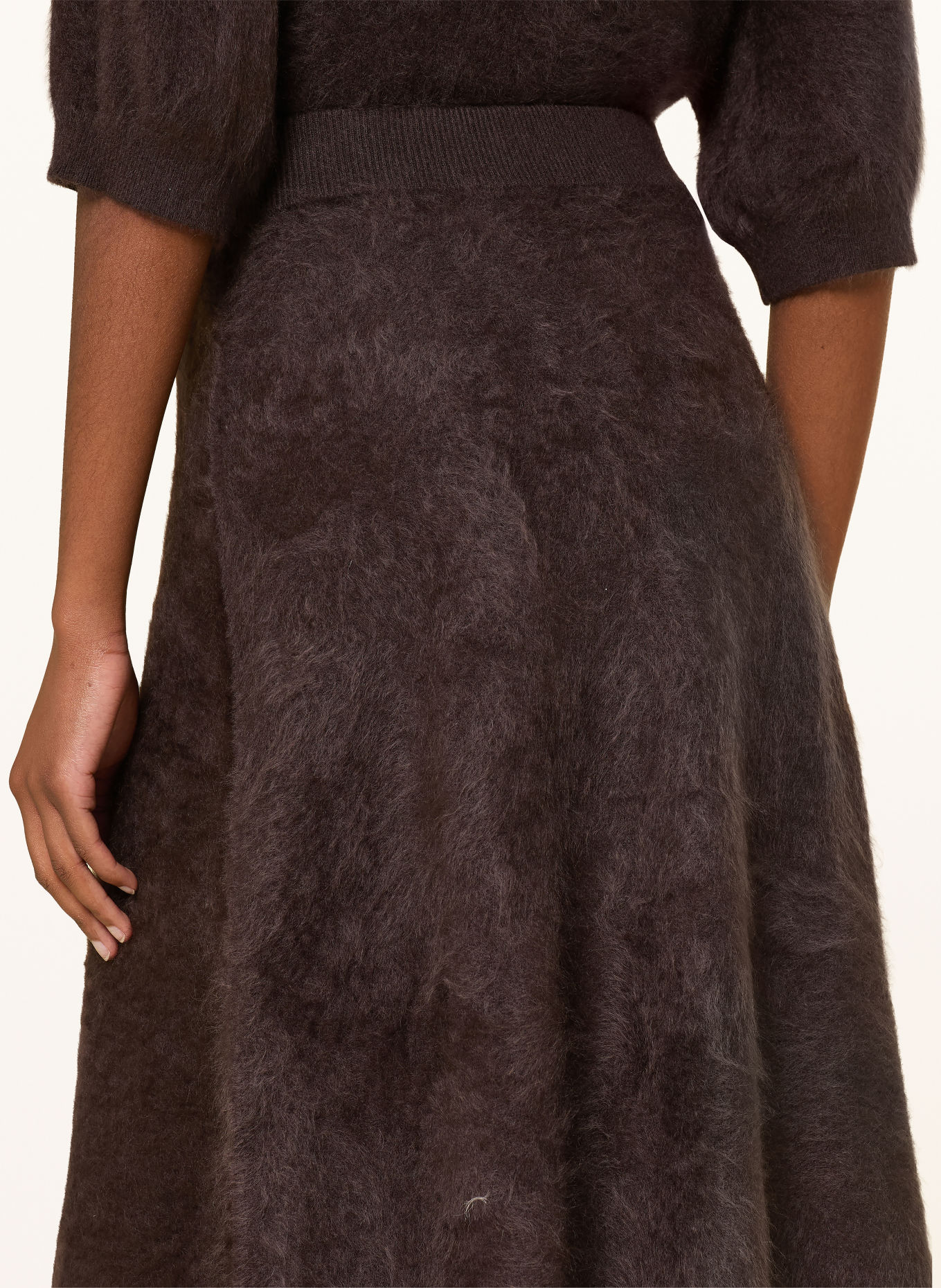 (THE MERCER) N.Y. Cashmere knit skirt: DARK BROWN