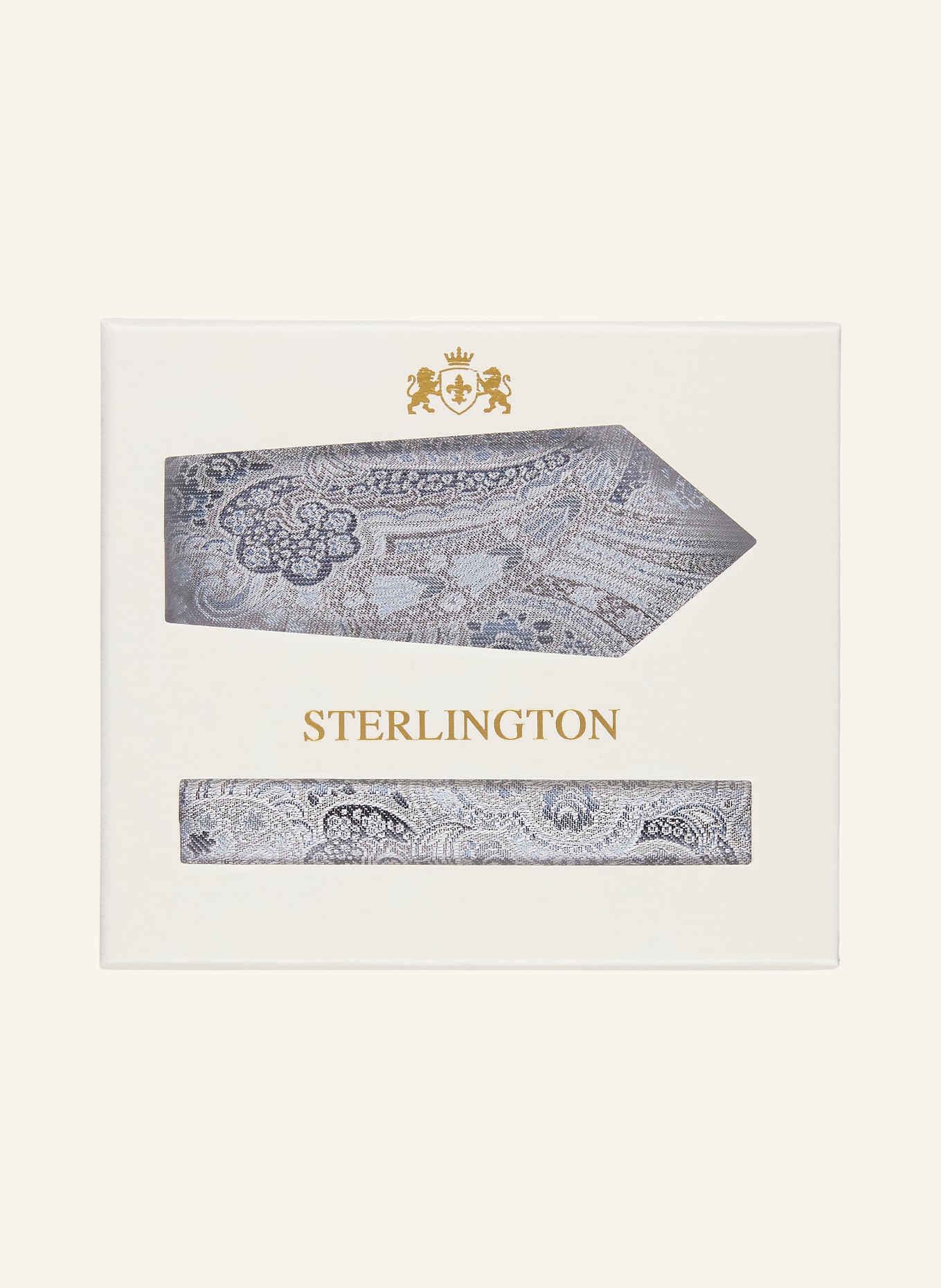 Sterlington Set: Pocket square and Tie: BLUE GRAY / SILVER