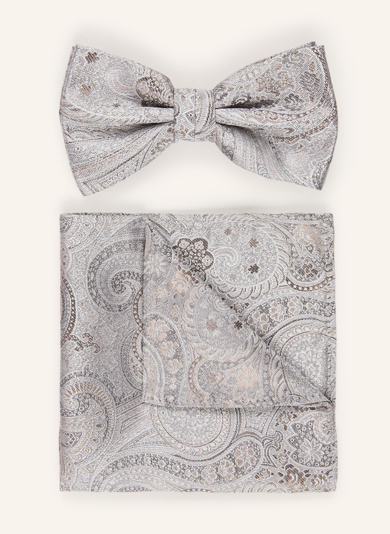 Sterlington Ensemble : nœud papillon et pochette de costume: ARGENT