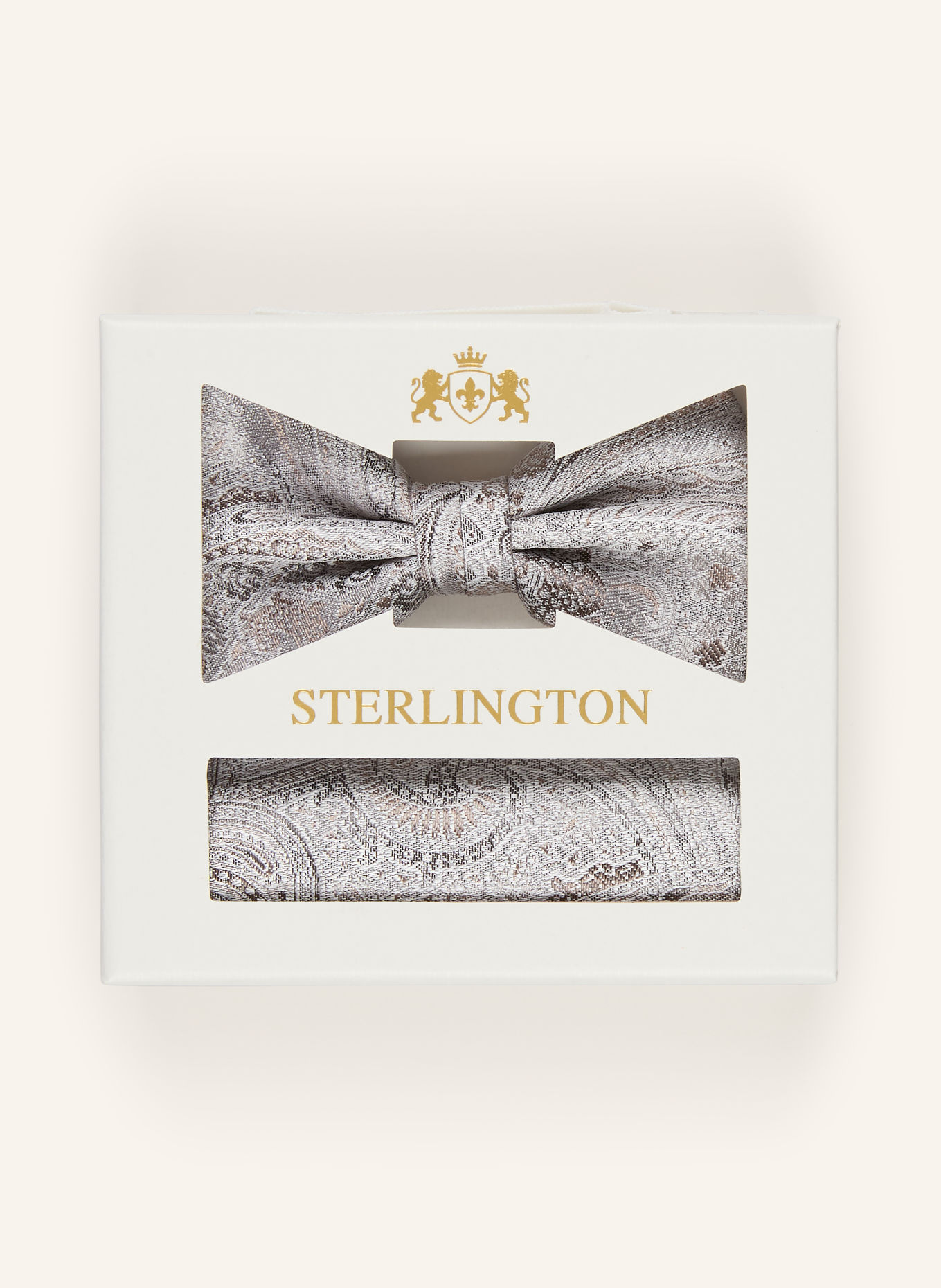 Sterlington Ensemble : nœud papillon et pochette de costume: ARGENT
