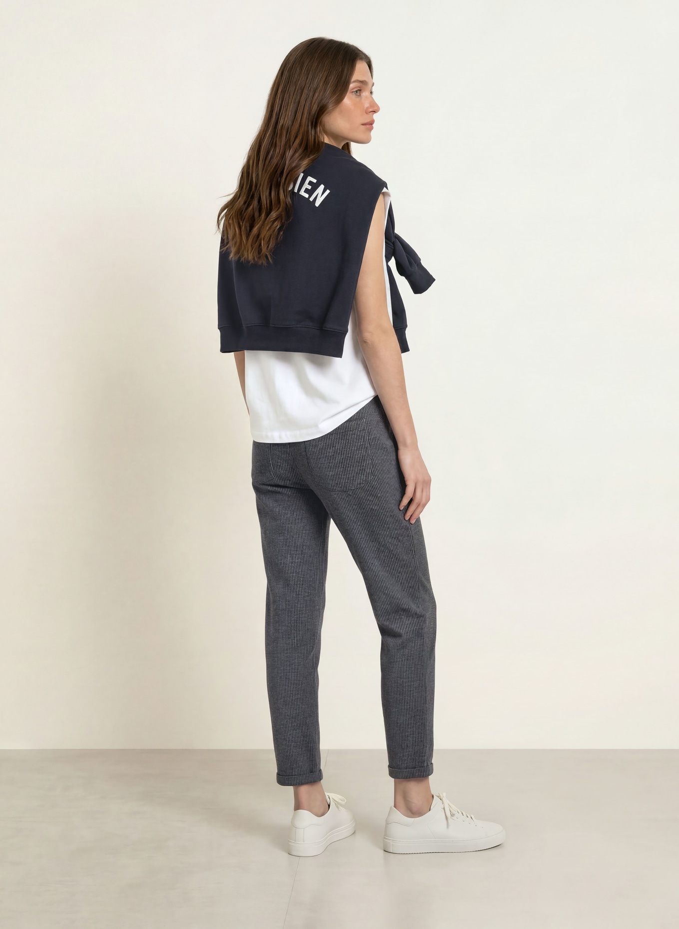 Juvia 7/8-Hose MARGIE im Jogging-Stil: DUNKELBLAU / CREME